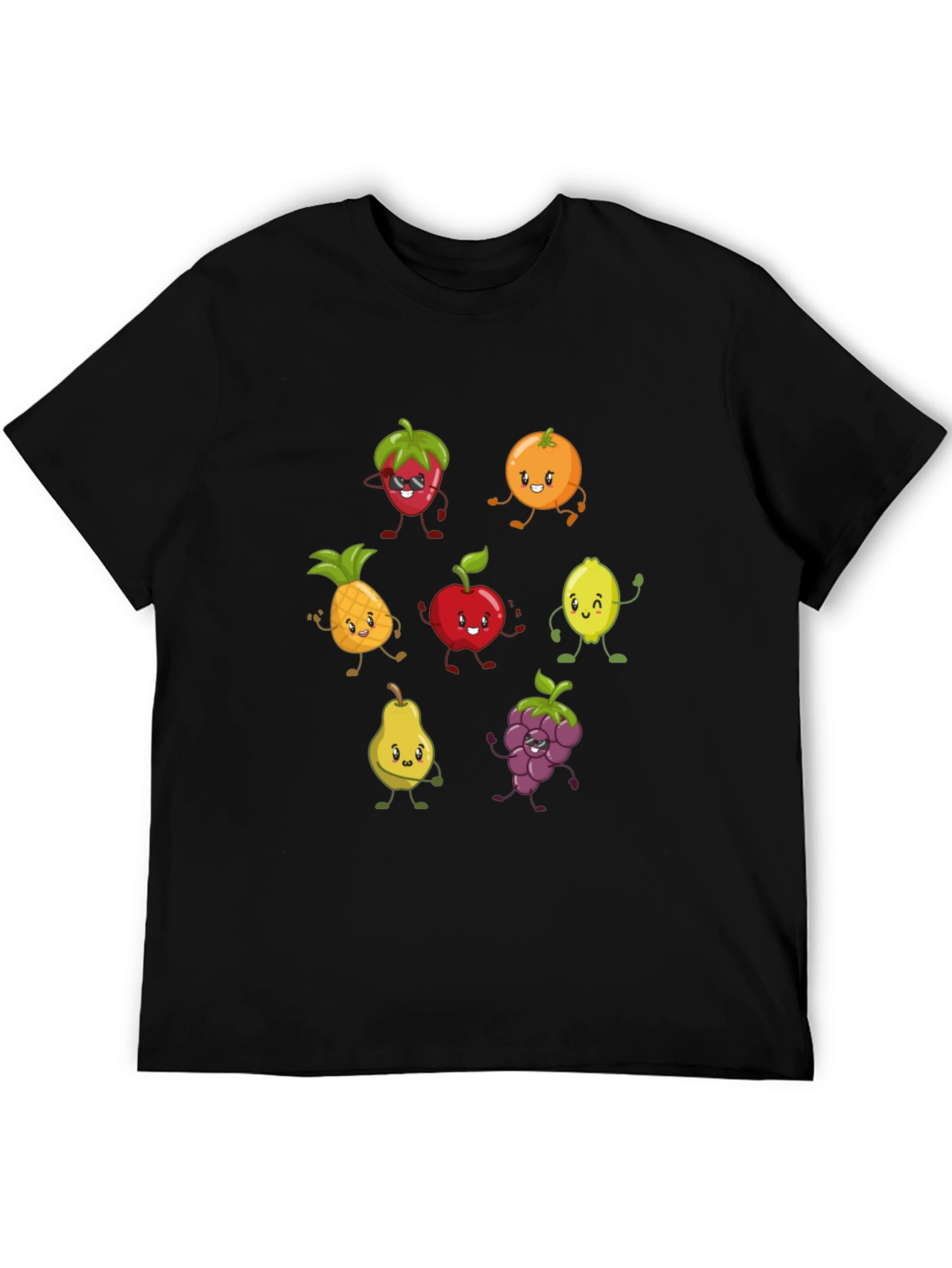 Fun Fruits Graphic Black T-Shirt