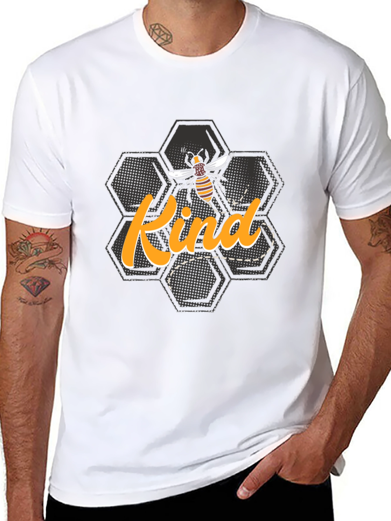 Bee Kind Honeycomb Graphic Tee - Black