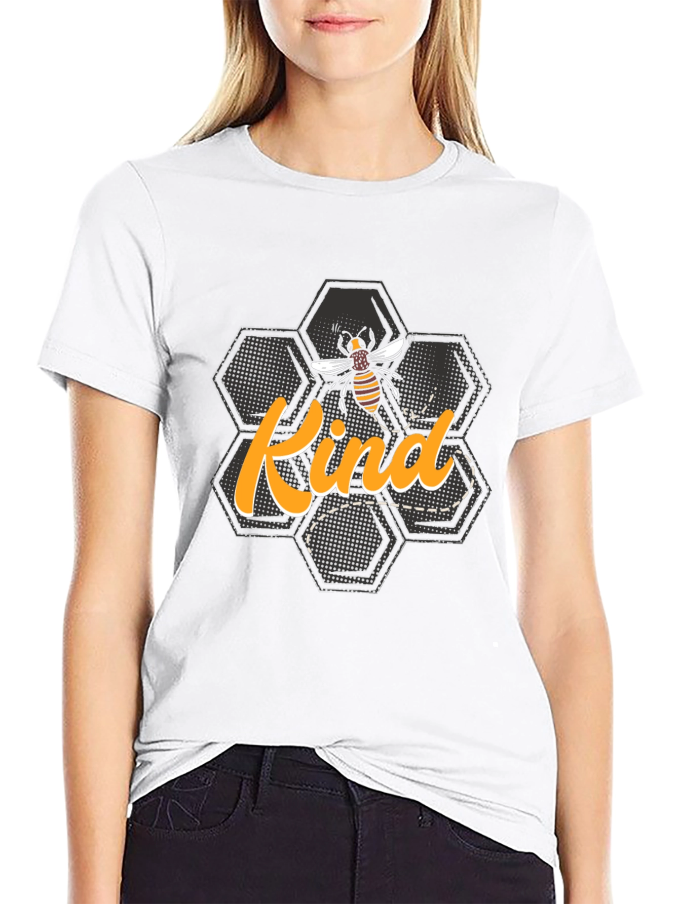 Bee Kind Honeycomb Graphic Tee - Black