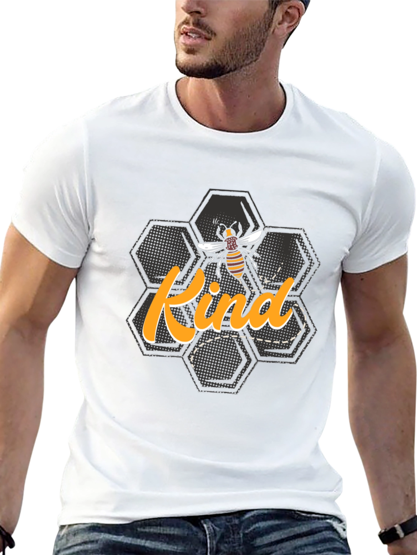 Bee Kind Honeycomb Graphic Tee - Black