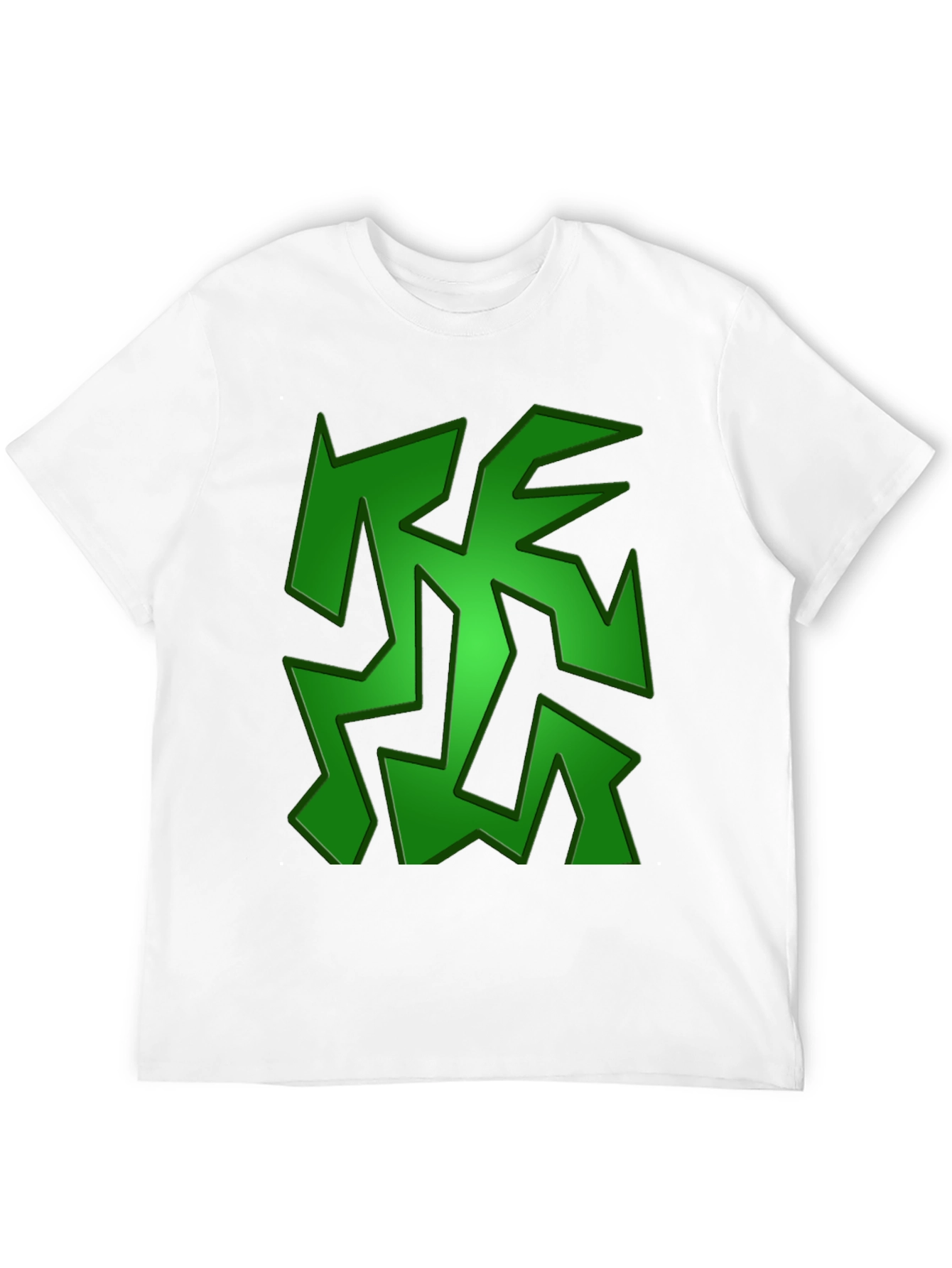 Green Abstract Design Black T-Shirt
