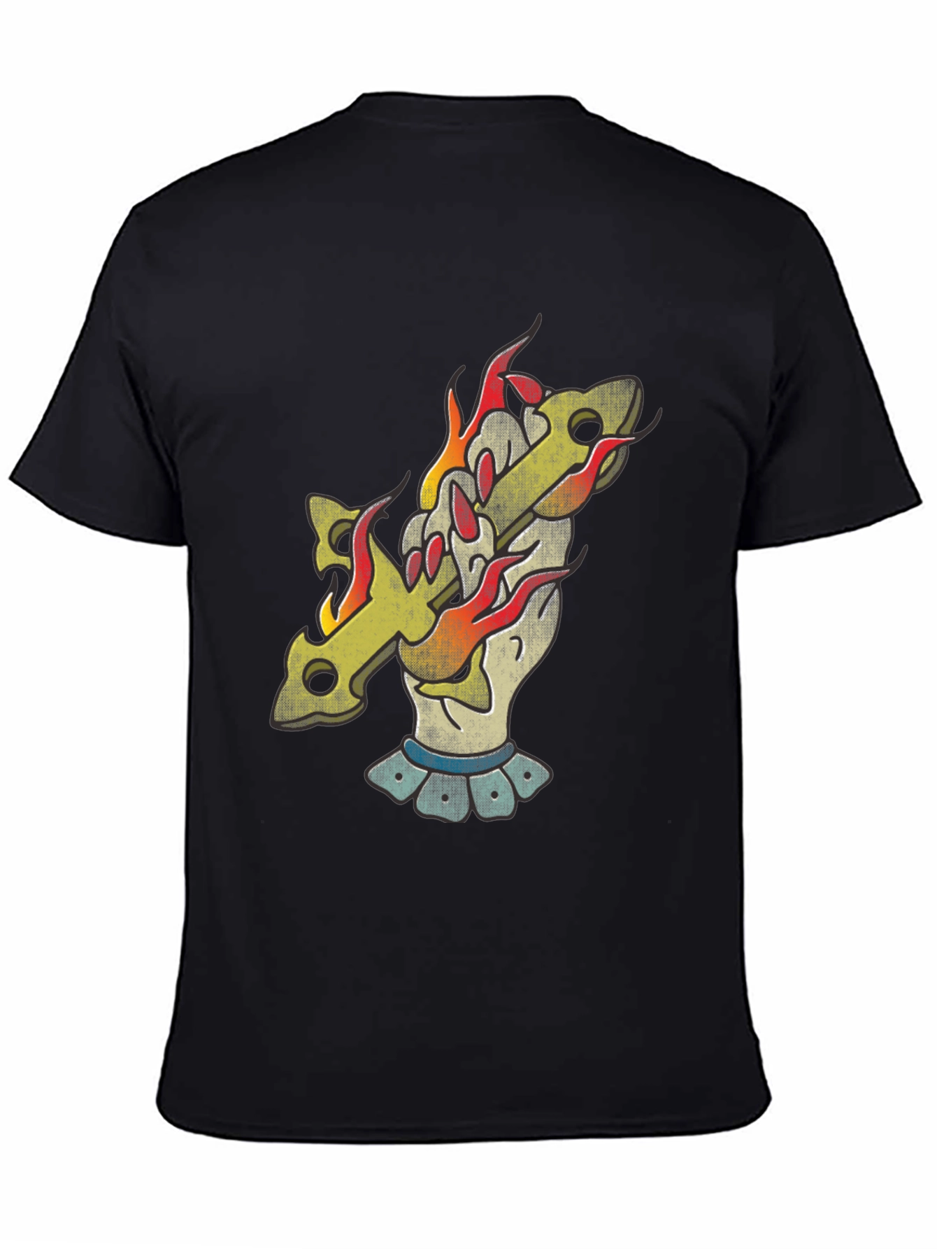 Flaming Cross Graphic T-Shirt - Classic Black Tee