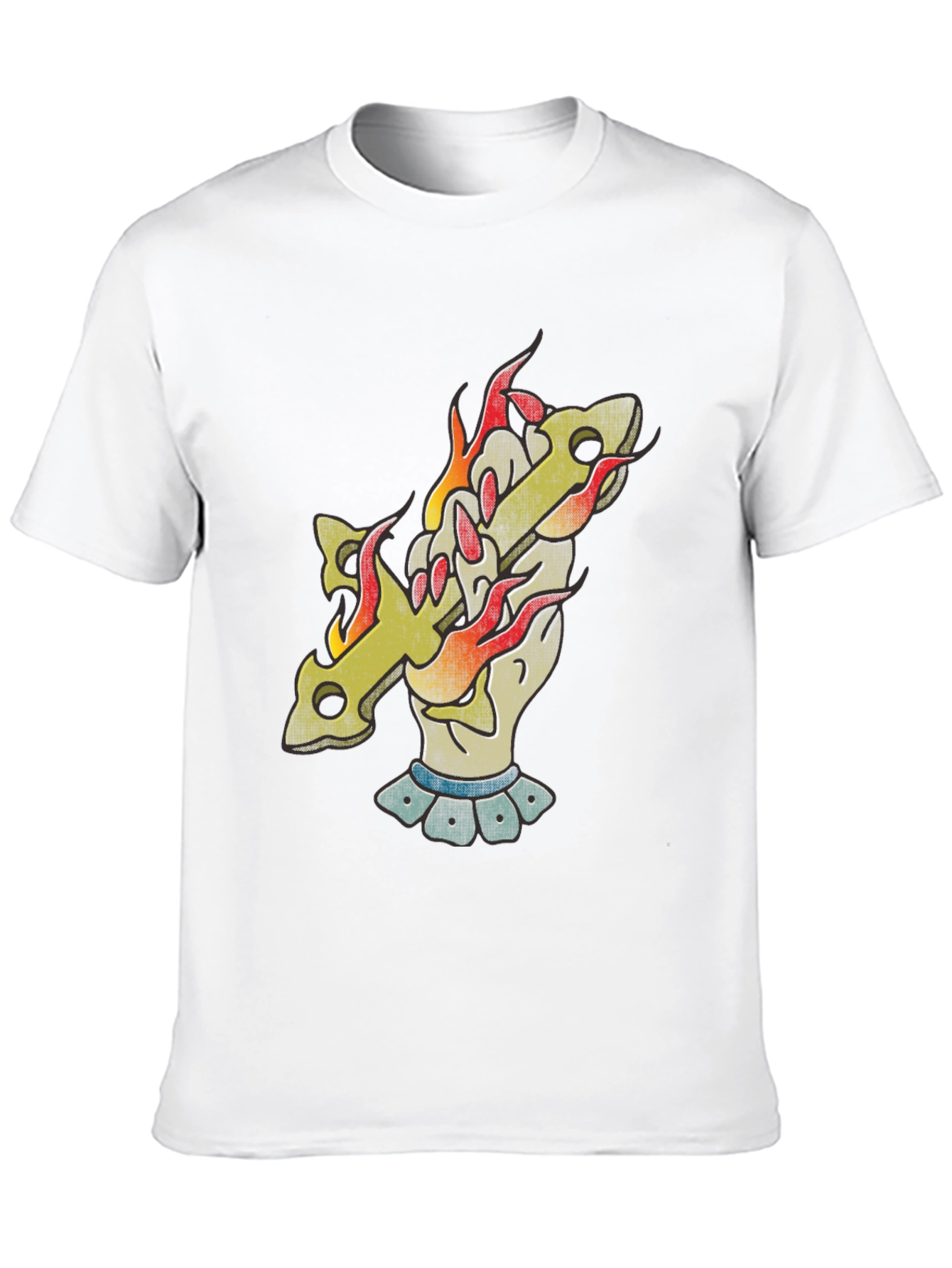 Flaming Cross Graphic T-Shirt - Classic Black Tee
