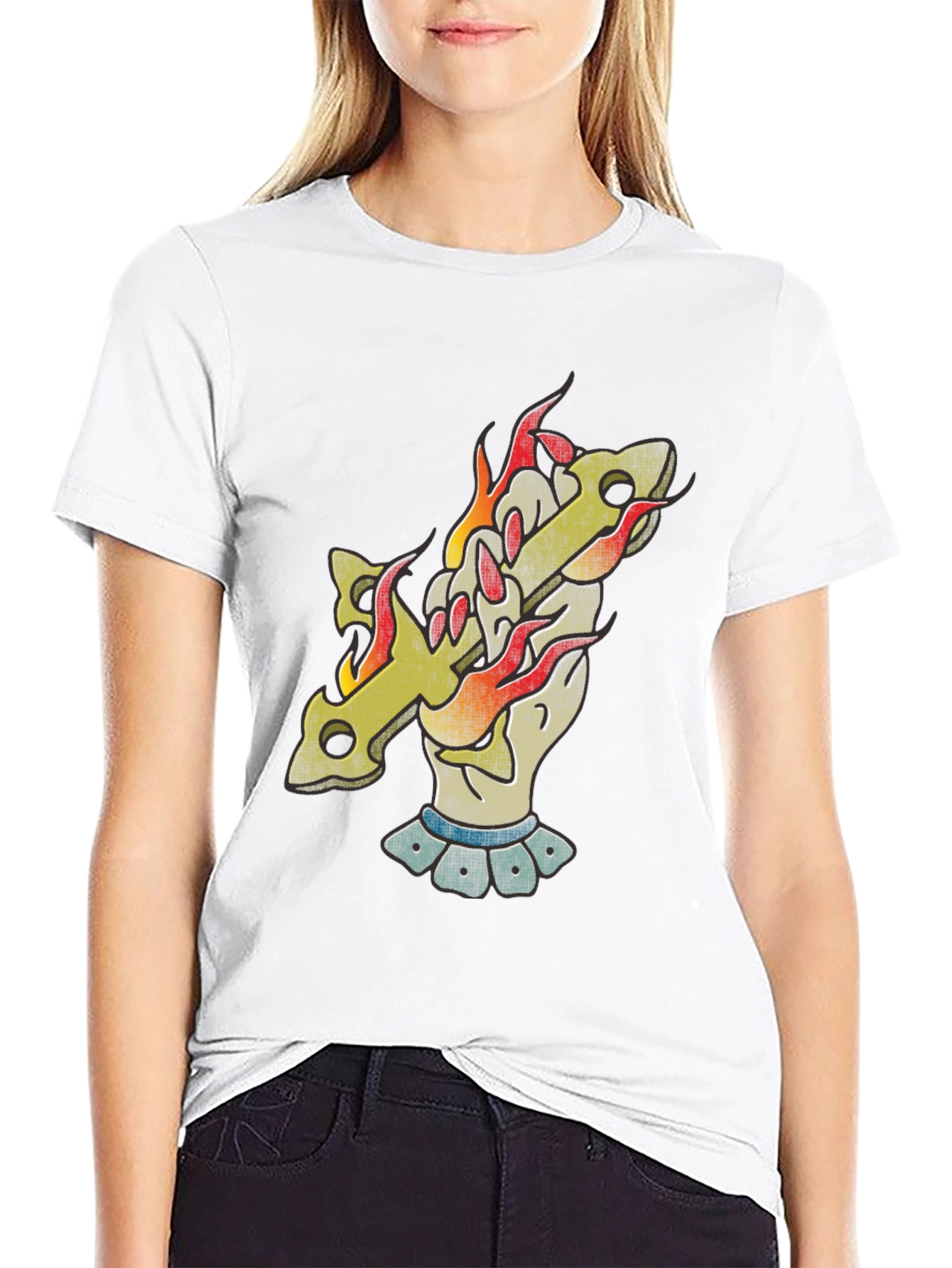 Flaming Cross Graphic T-Shirt - Classic Black Tee