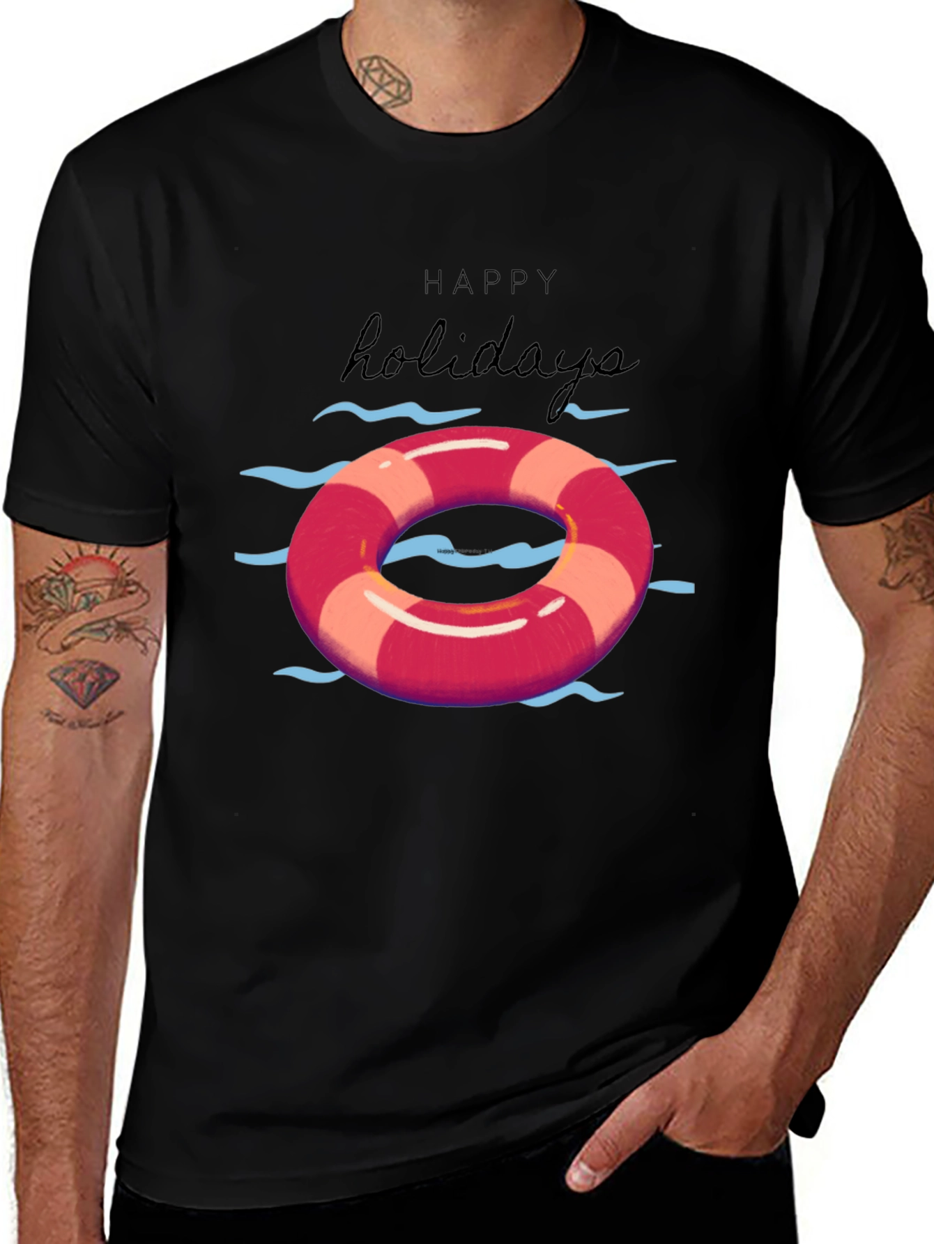 Happy Holidays Life Preserver Graphic Tee