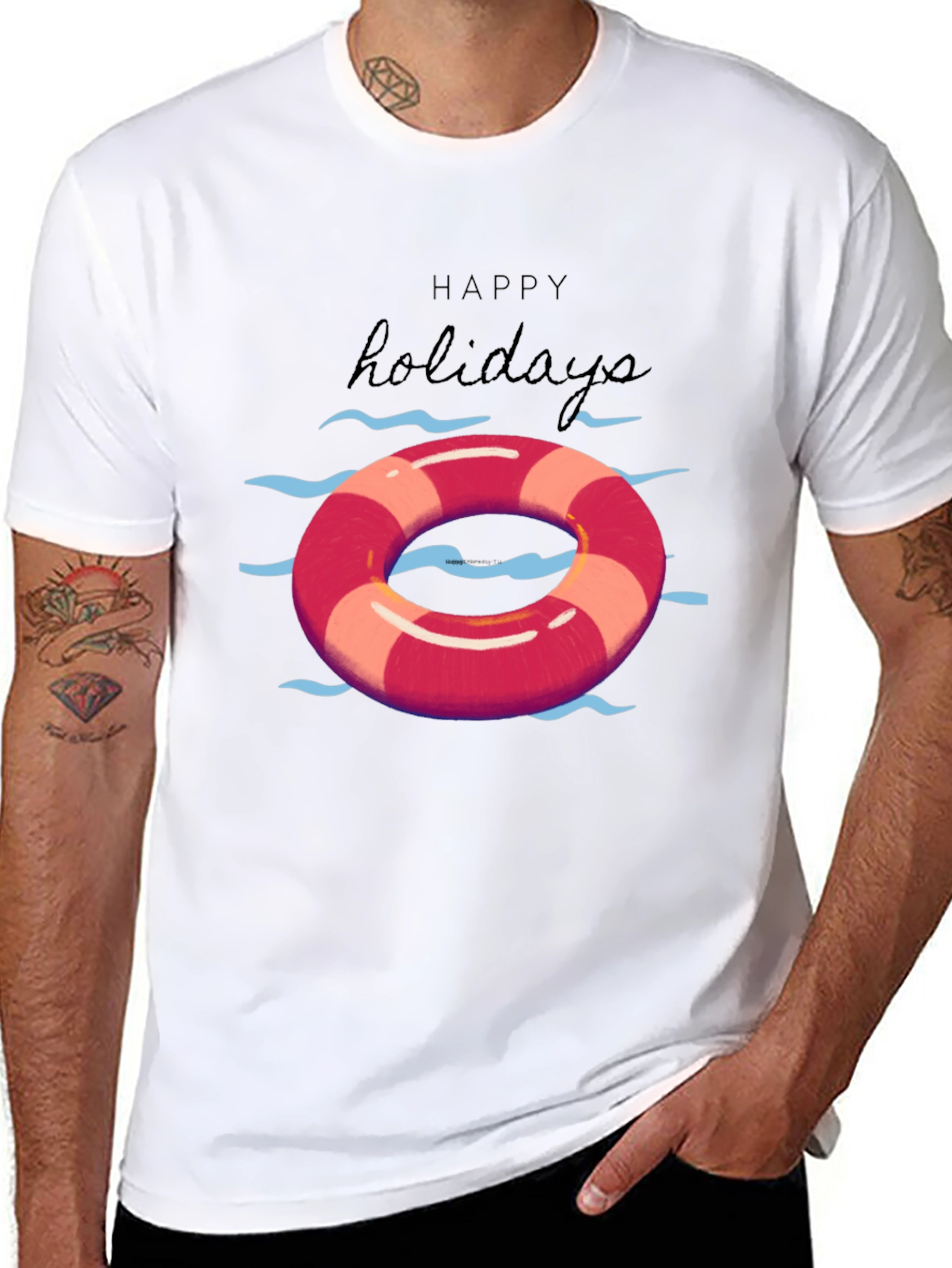 Happy Holidays Life Preserver Graphic Tee