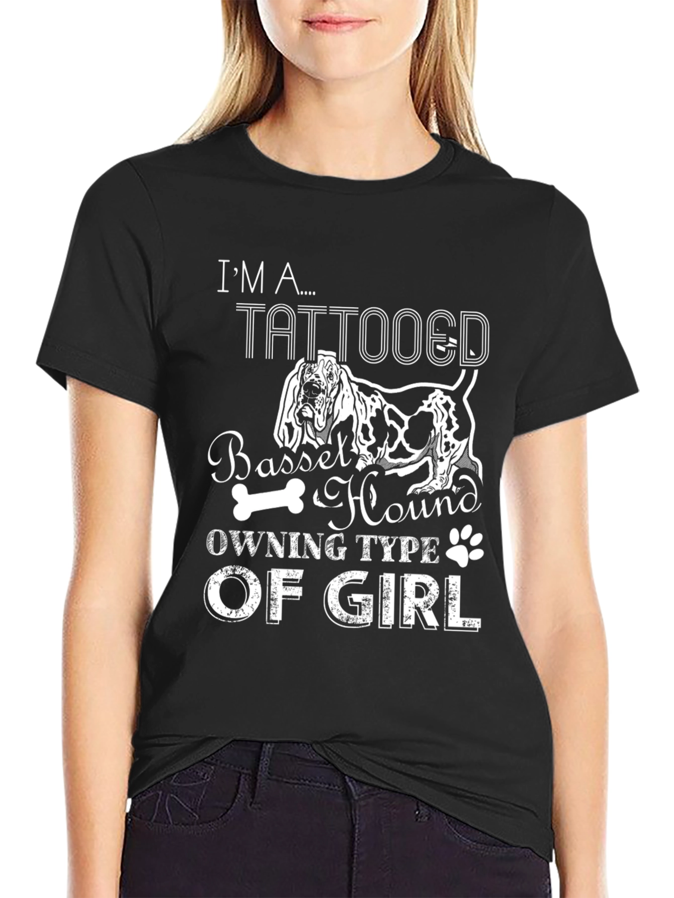 Tattooed Basset Hound Girl T-Shirt