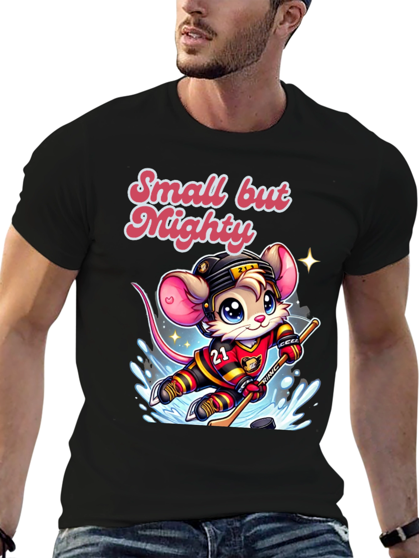 Small But Mighty Hockey Mouse T-Shirt