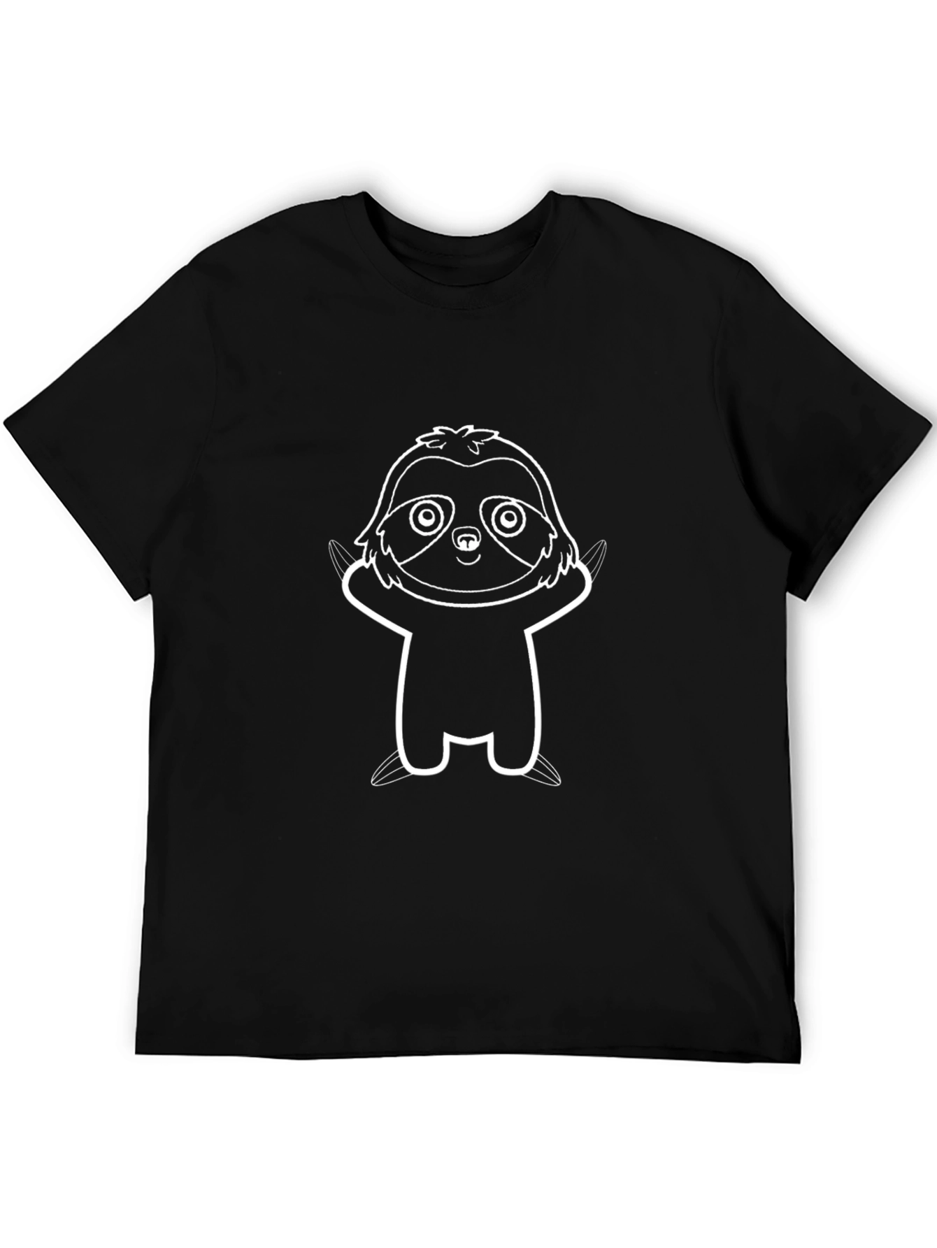 Cute Sloth Graphic Print Black T-Shirt