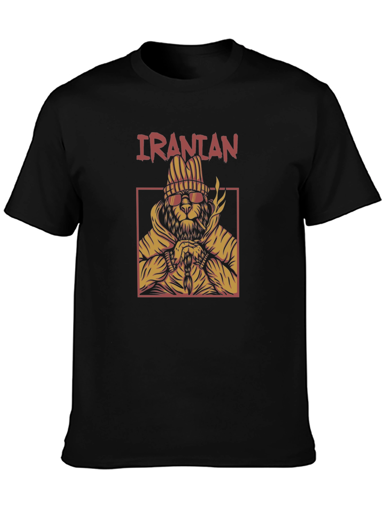 Iranian Lion Graphic Tee - Urban Style Black T-Shirt