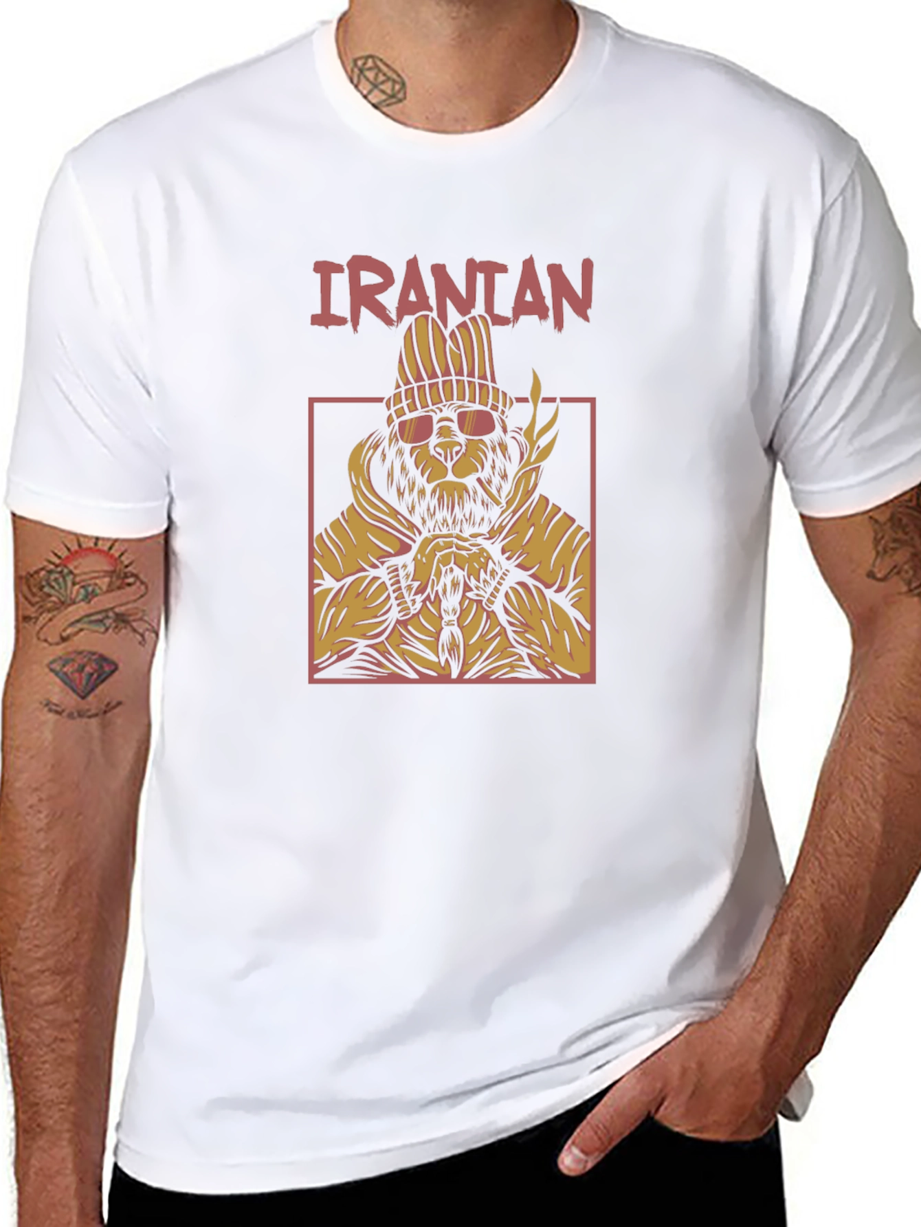 Iranian Lion Graphic Tee - Urban Style Black T-Shirt