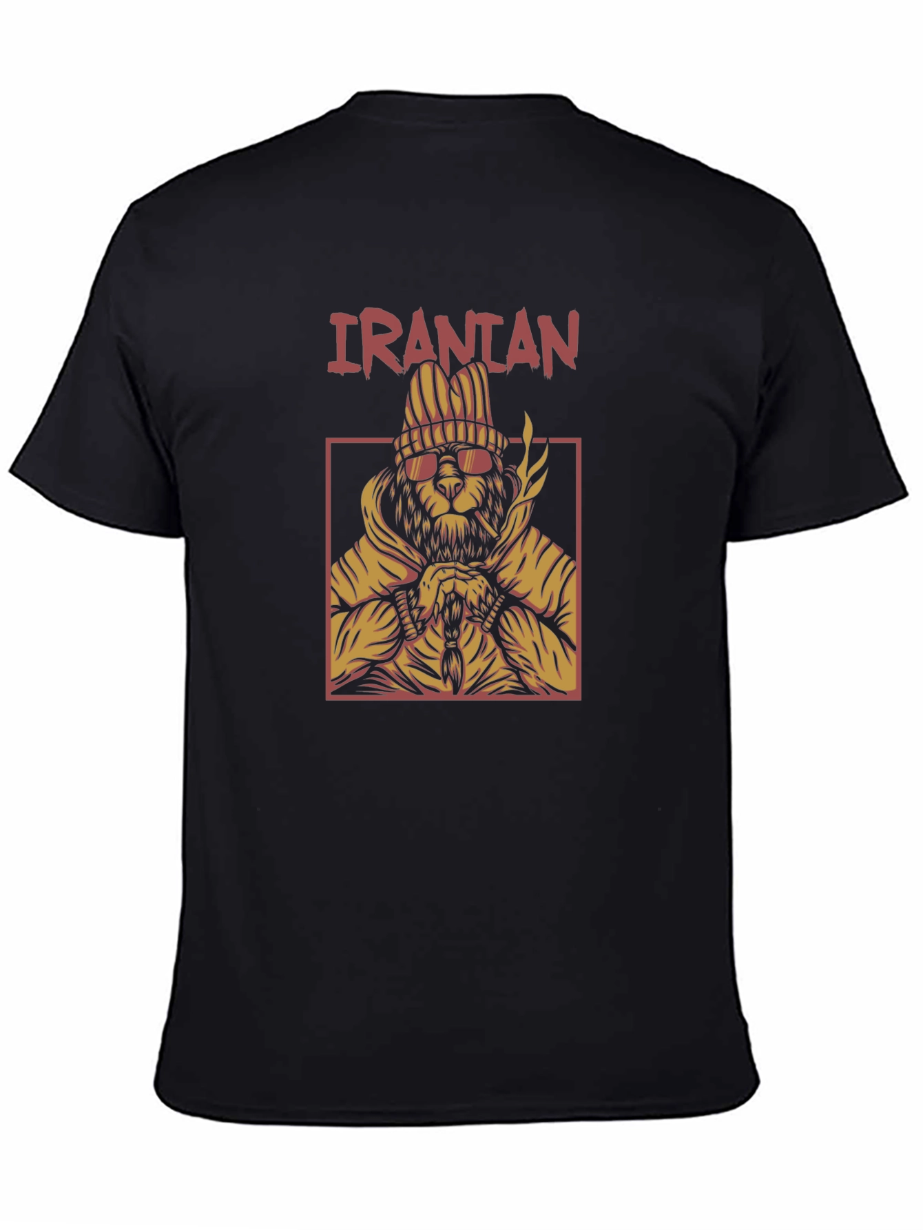 Iranian Lion Graphic Tee - Urban Style Black T-Shirt