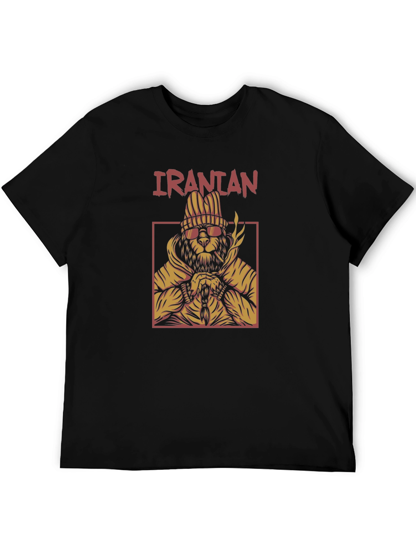 Iranian Lion Graphic Tee - Urban Style Black T-Shirt