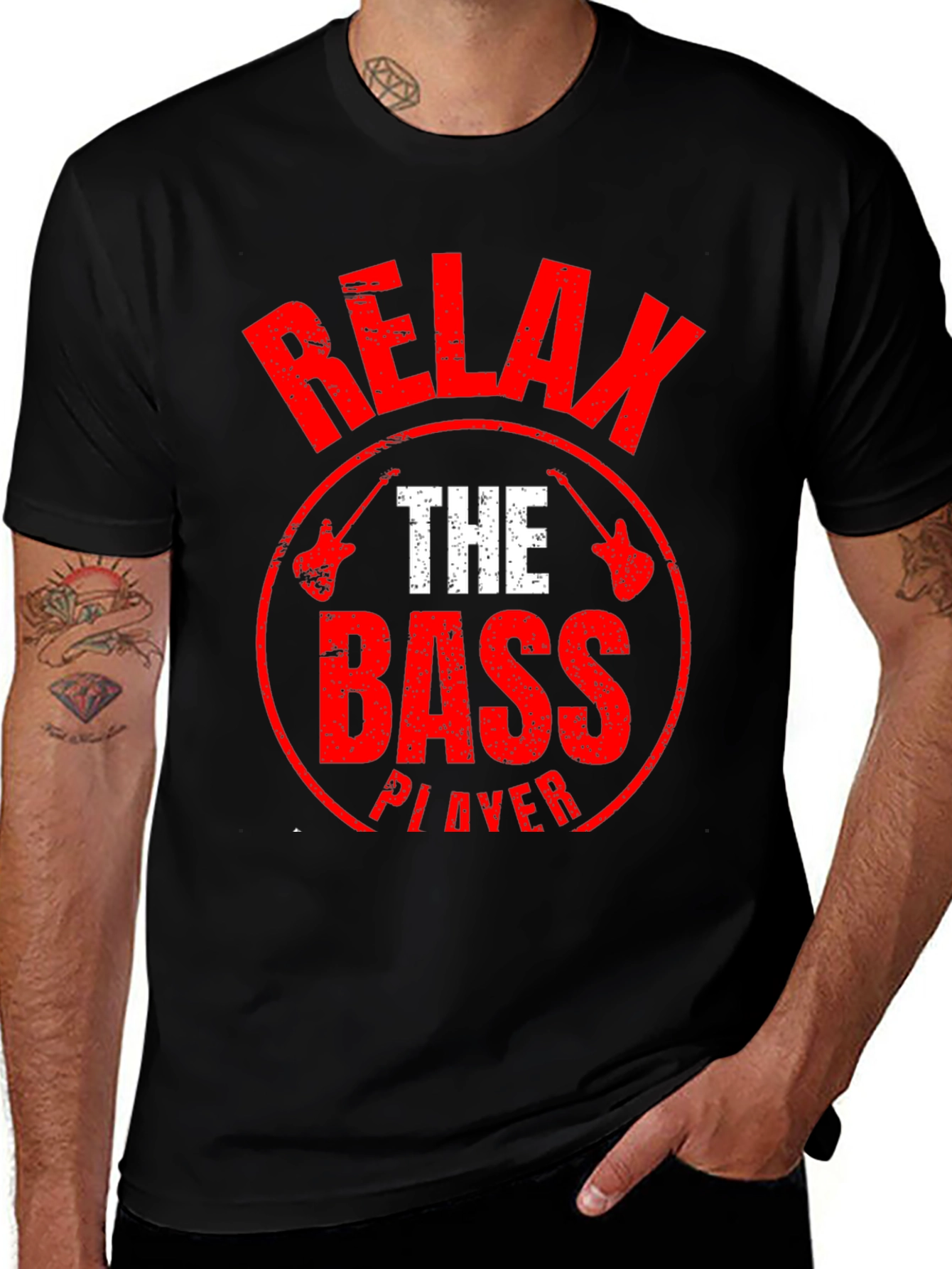 Relax The Bass Player T-Shirt - Black Graphic Tee