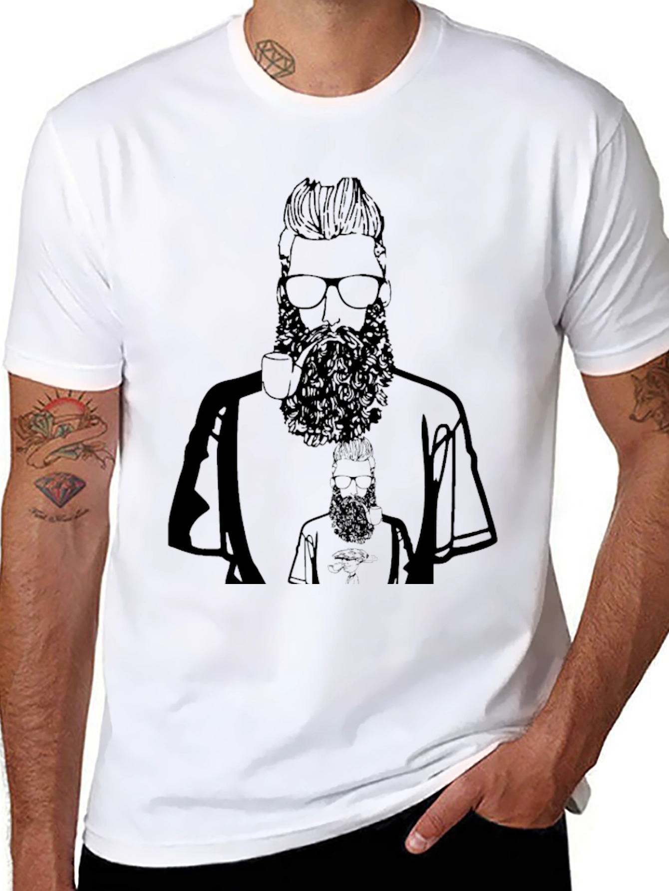 Bearded Man Graphic Tee - Black