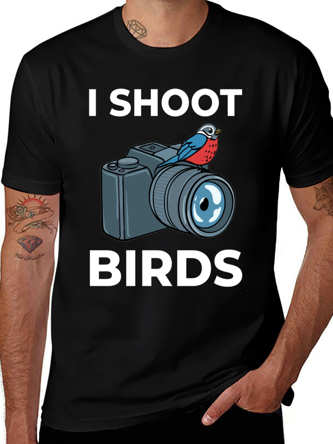 I Shoot Birds T-Shirt: Photographer Humor Tee