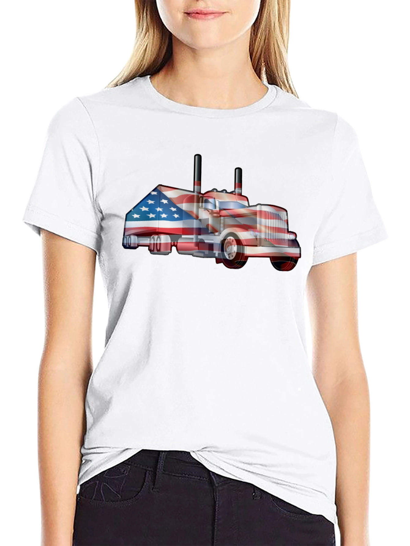 American Flag Truck Graphic T-Shirt