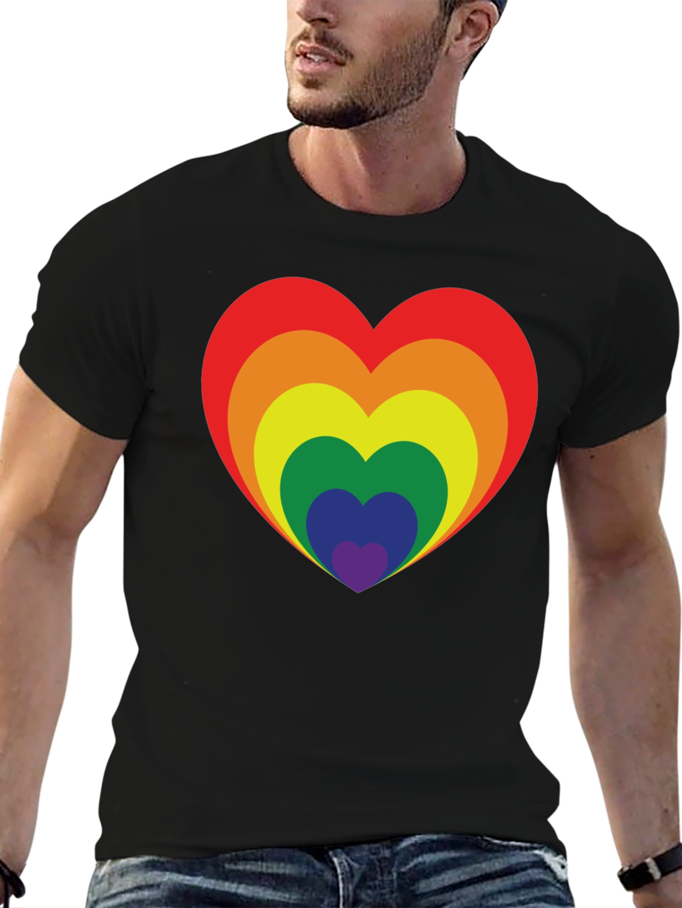 Rainbow Heart Graphic Tee - Pride Love Shirt