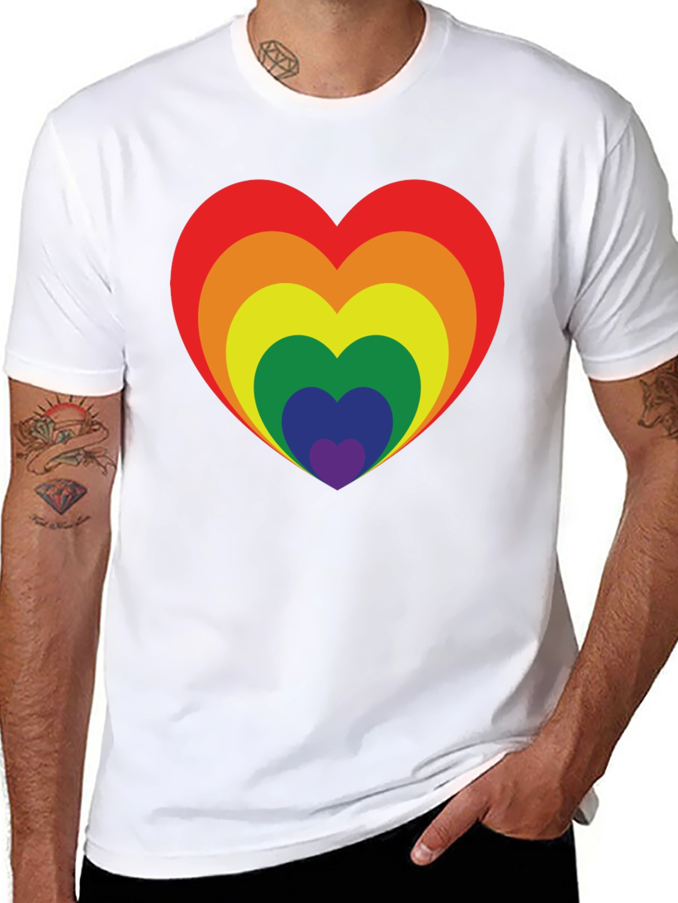 Rainbow Heart Graphic Tee - Pride Love Shirt