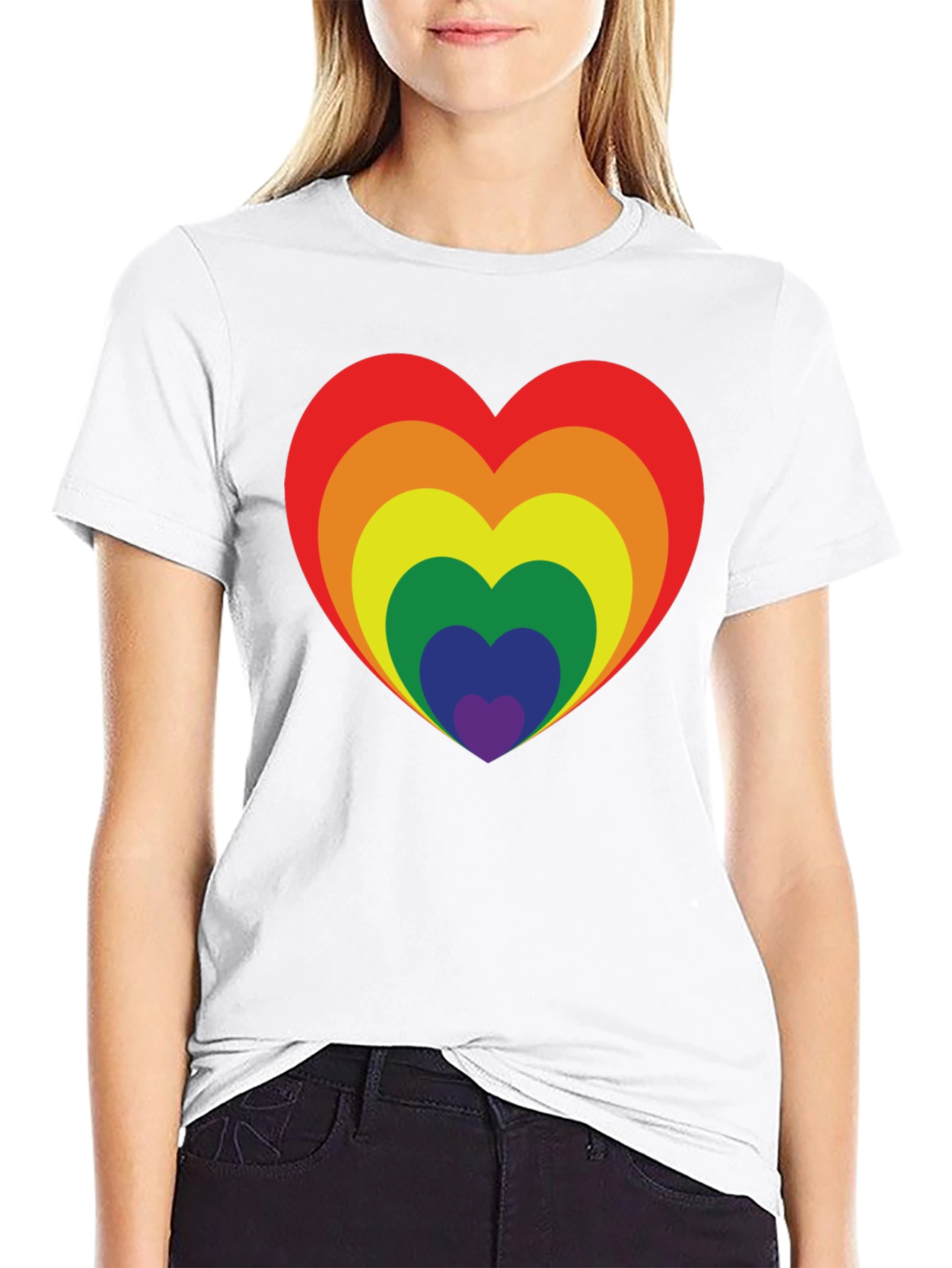 Rainbow Heart Graphic Tee - Pride Love Shirt