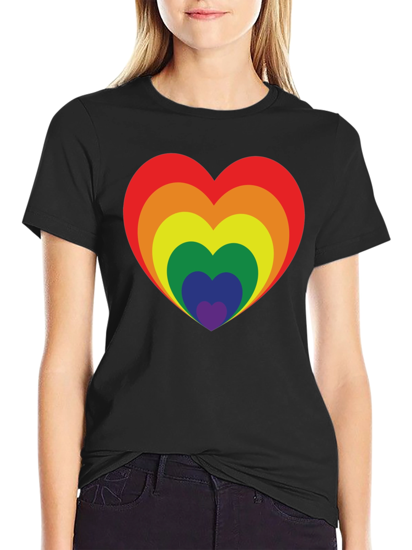 Rainbow Heart Graphic Tee - Pride Love Shirt