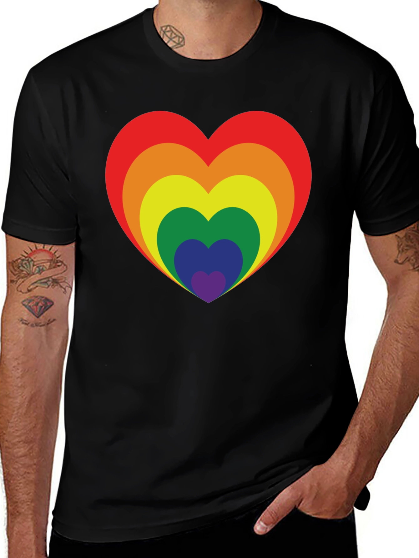 Rainbow Heart Graphic Tee - Pride Love Shirt