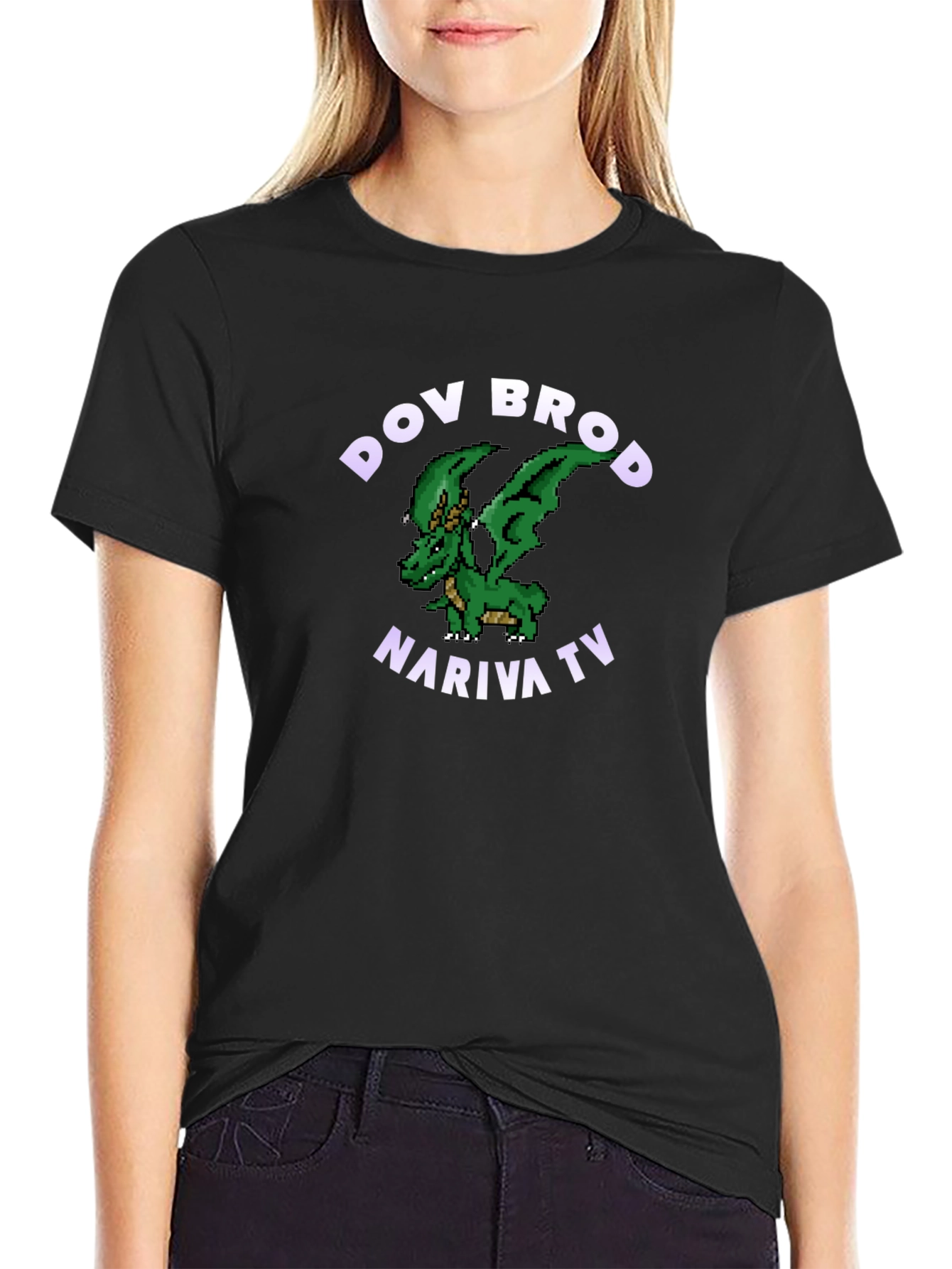 Dov Brod Nariva TV Dragon Graphic Black T-Shirt