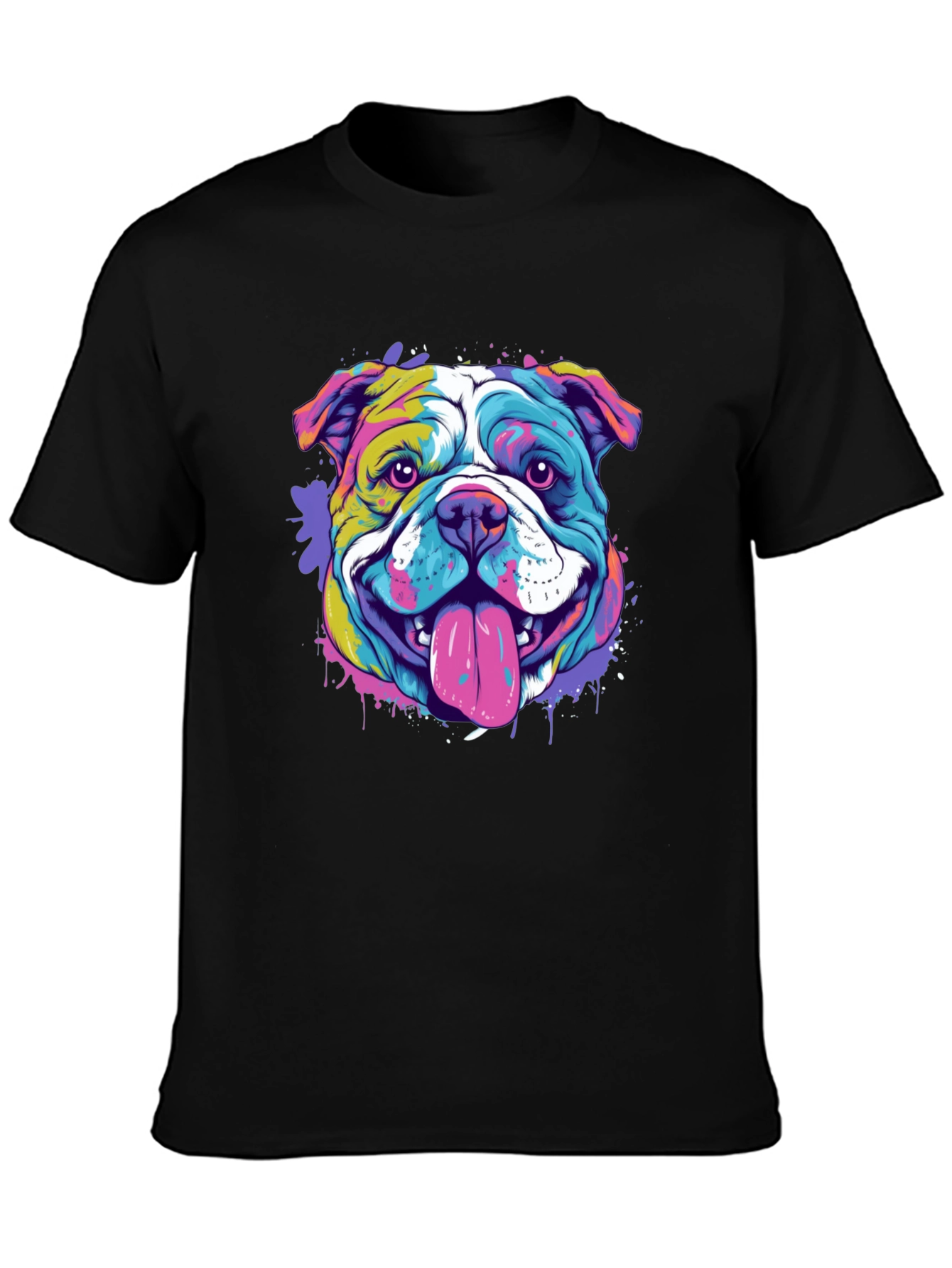 Vibrant Bulldog Graphic Tee - Mens Black T-Shirt