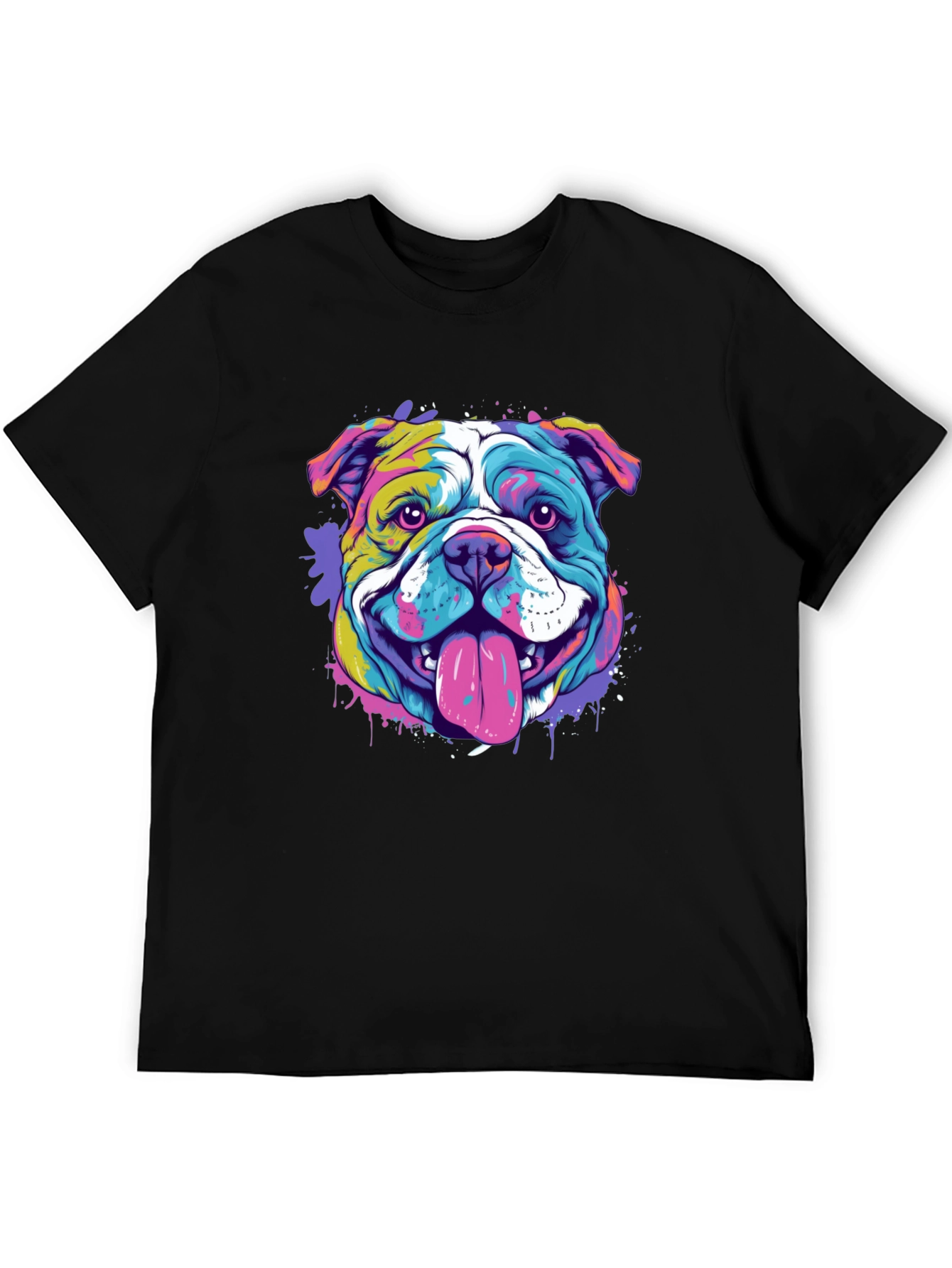 Vibrant Bulldog Graphic Tee - Mens Black T-Shirt