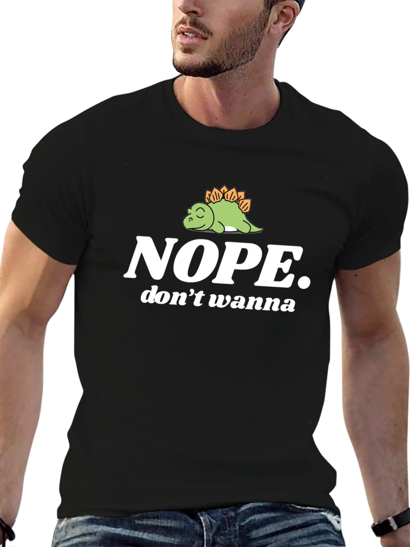 Nope Dinosaur T-Shirt - Funny Lazy Stegosaurus Tee