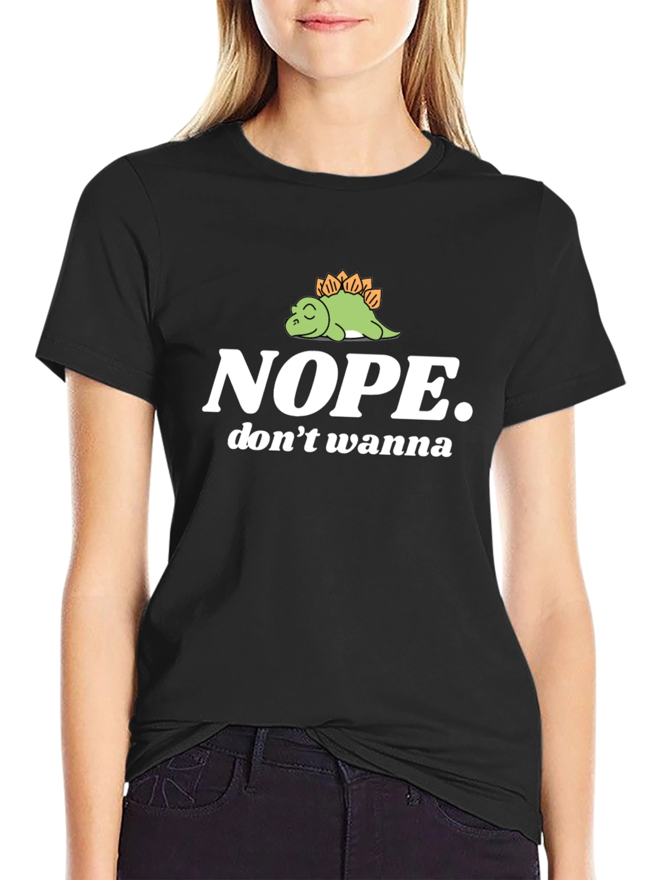 Nope Dinosaur T-Shirt - Funny Lazy Stegosaurus Tee