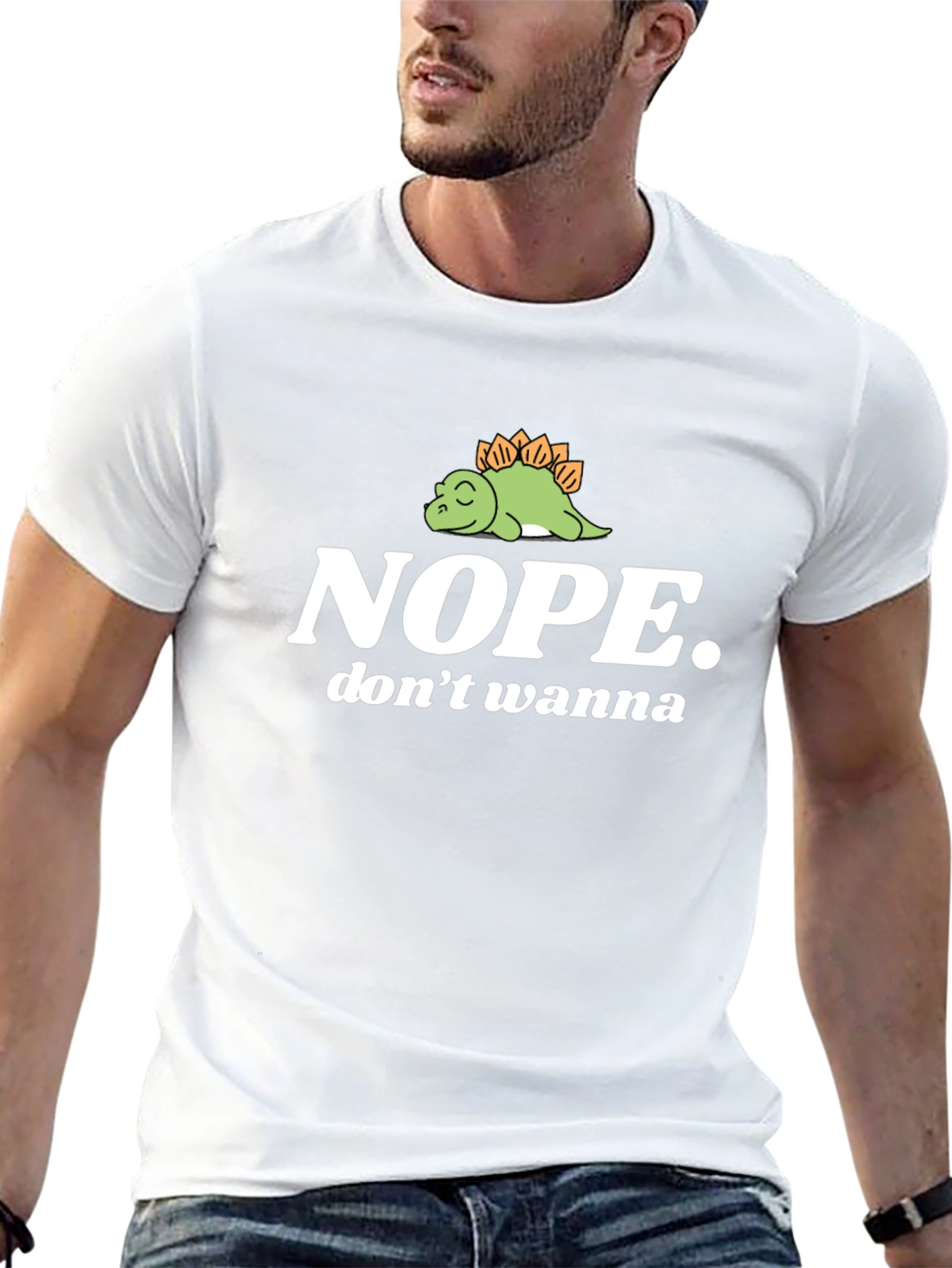 Nope Dinosaur T-Shirt - Funny Lazy Stegosaurus Tee