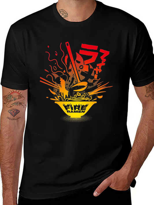 Fire Ramen Graphic Tee - Bold Anime Style