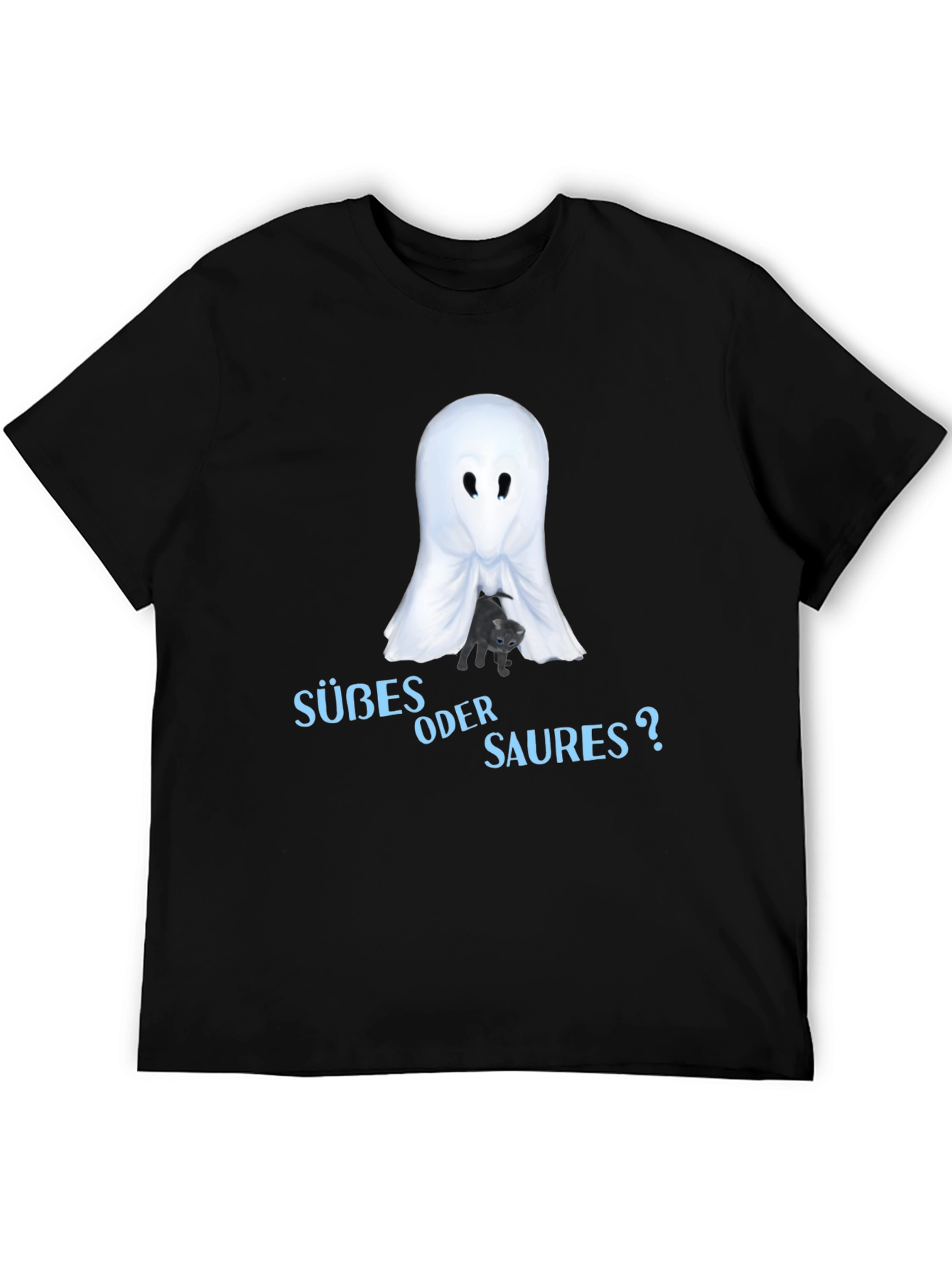 Halloween Ghost & Cat T-Shirt - Süßes oder Saures?