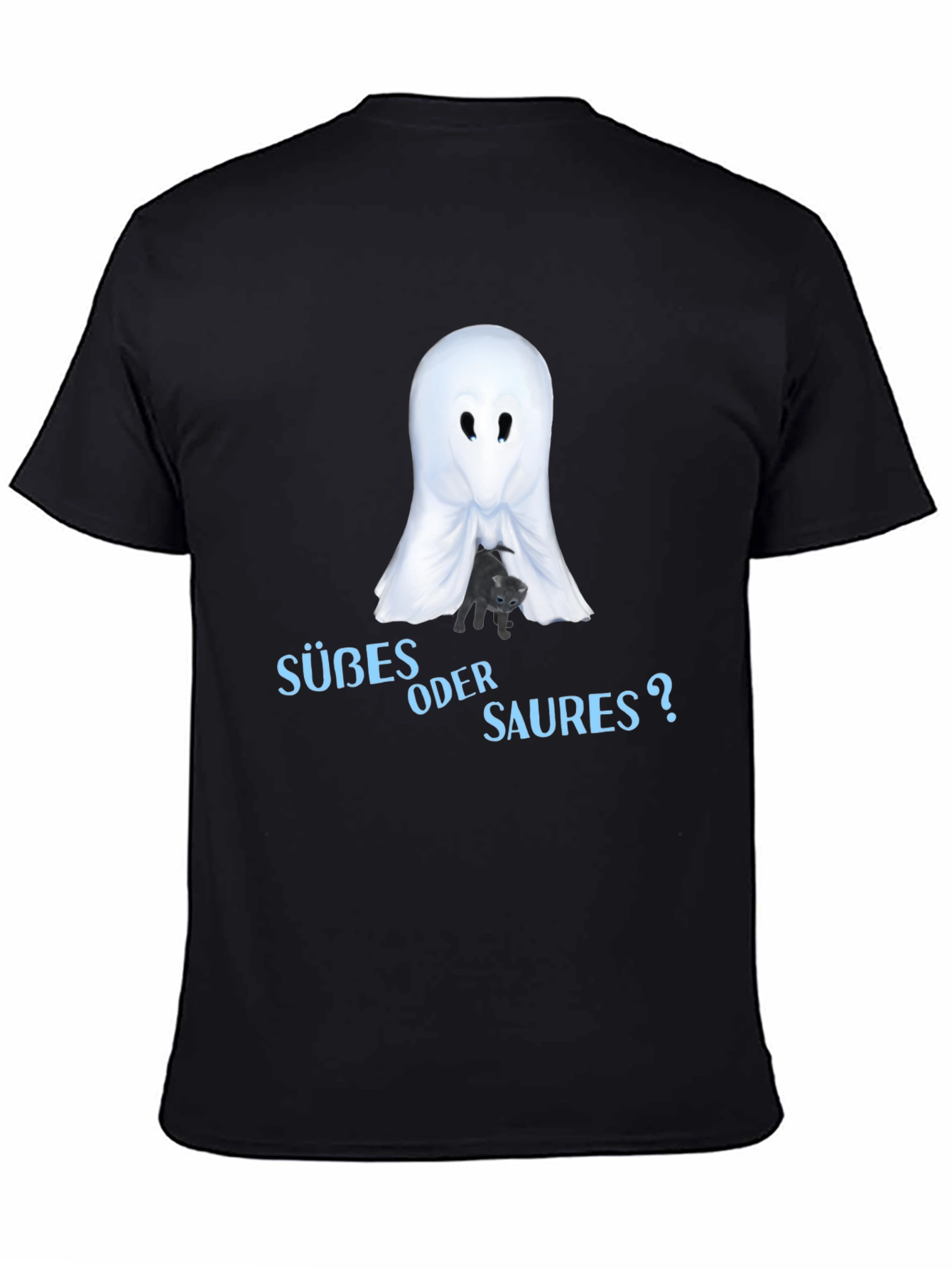 Halloween Ghost & Cat T-Shirt - Süßes oder Saures?