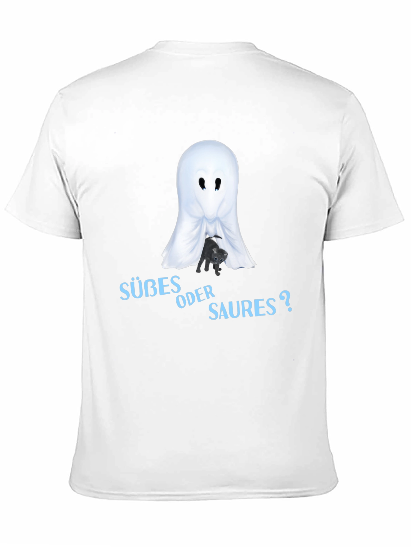 Halloween Ghost & Cat T-Shirt - Süßes oder Saures?