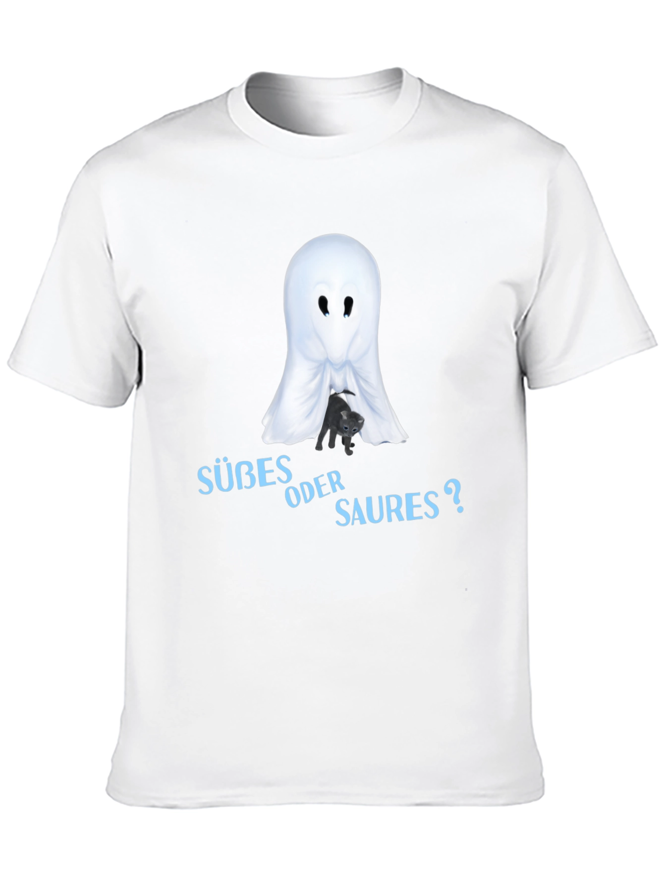 Halloween Ghost & Cat T-Shirt - Süßes oder Saures?