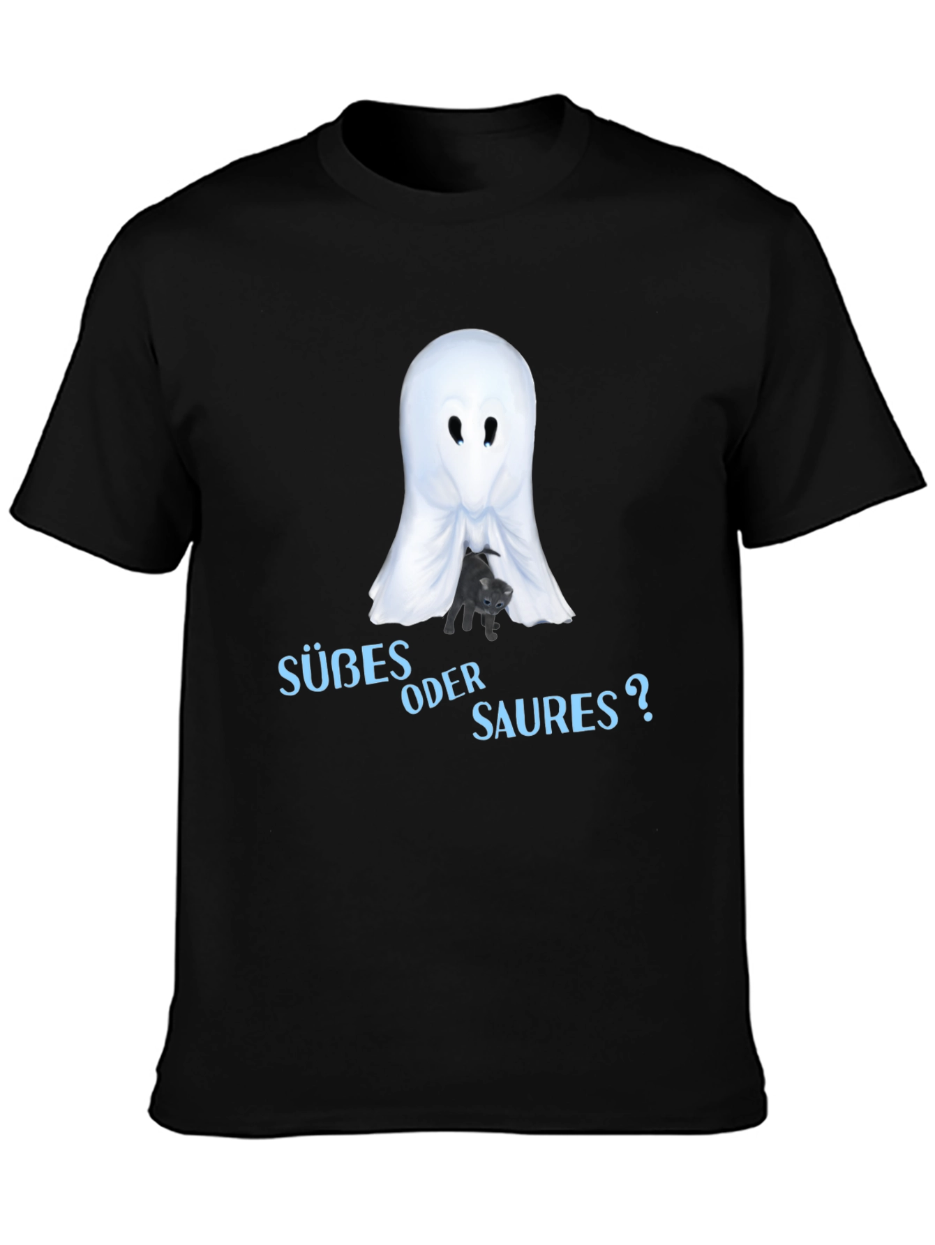 Halloween Ghost & Cat T-Shirt - Süßes oder Saures?