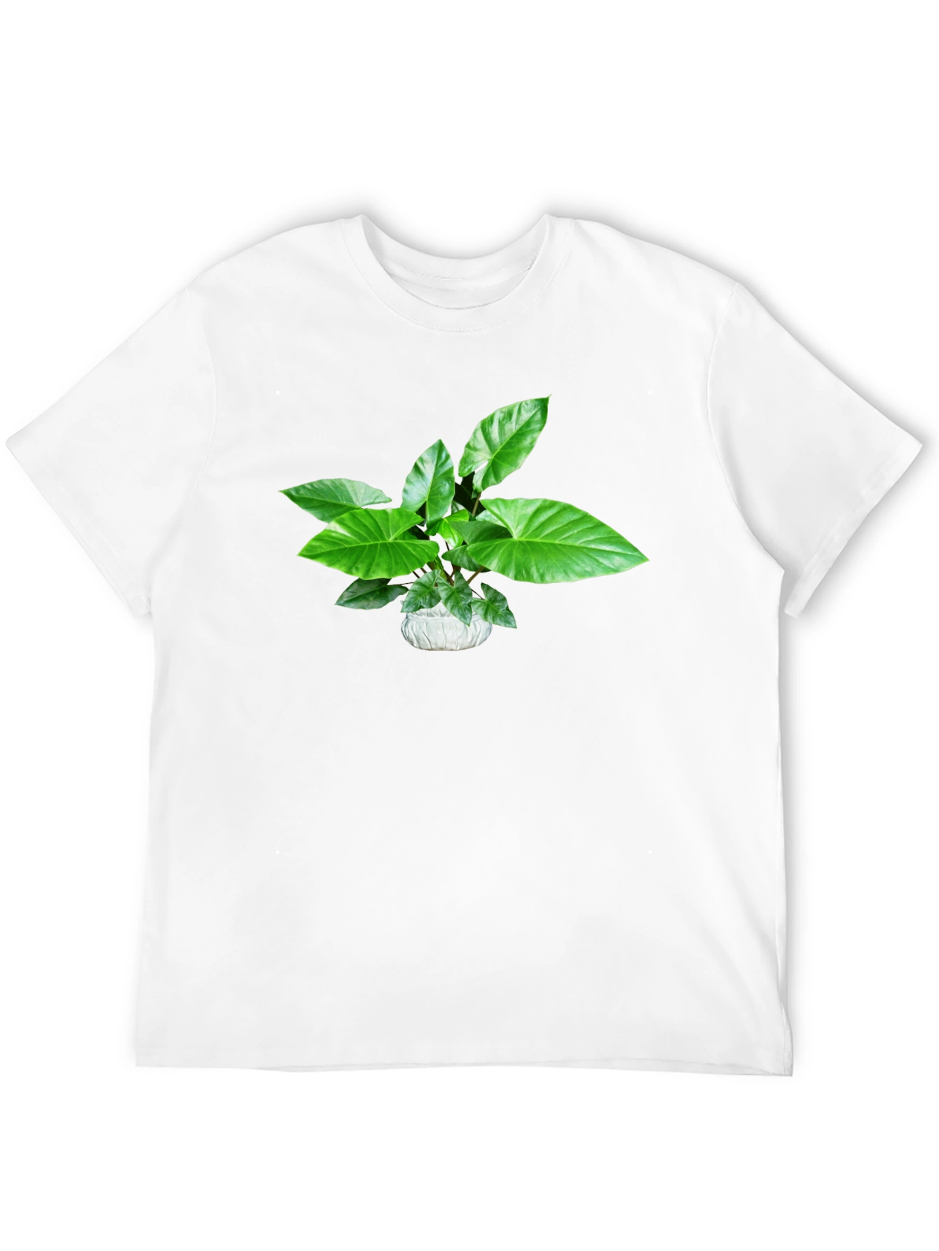 Green Plant Graphic Black T-Shirt