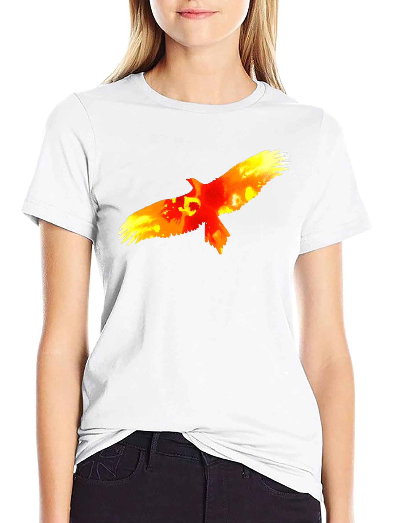 Fiery Eagle Graphic Tee - Bold Black Cotton T-Shirt