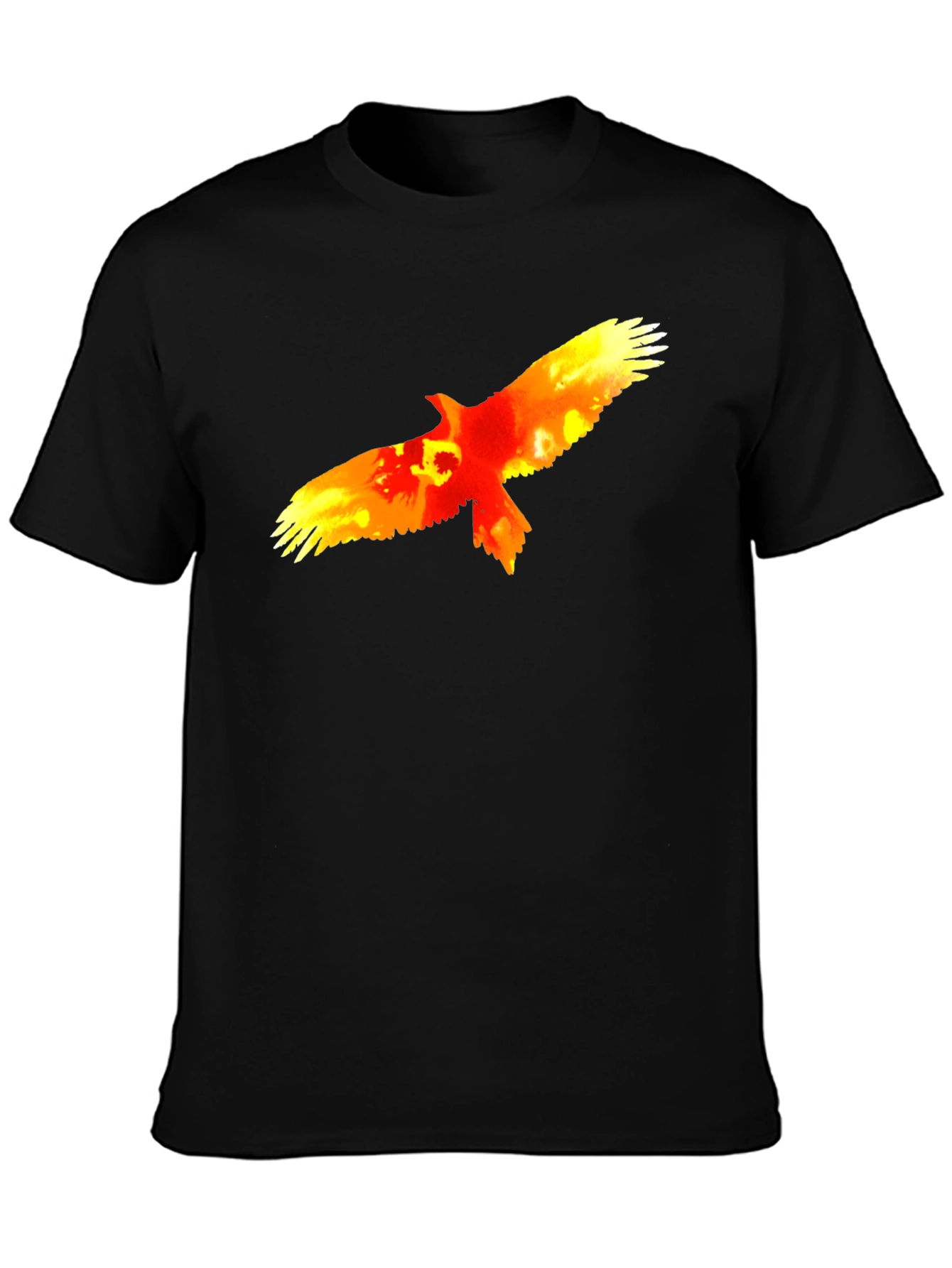 Fiery Eagle Graphic Tee - Bold Black Cotton T-Shirt