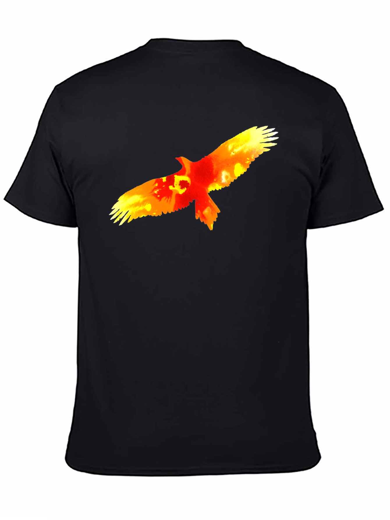 Fiery Eagle Graphic Tee - Bold Black Cotton T-Shirt