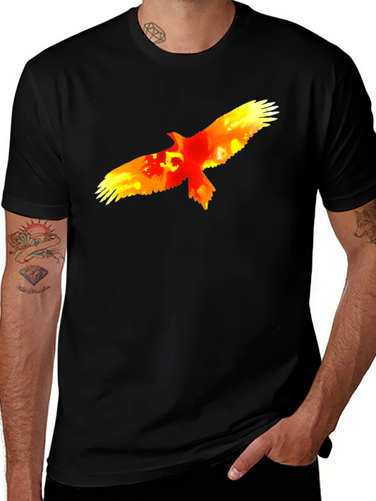Fiery Eagle Graphic Tee - Bold Black Cotton T-Shirt