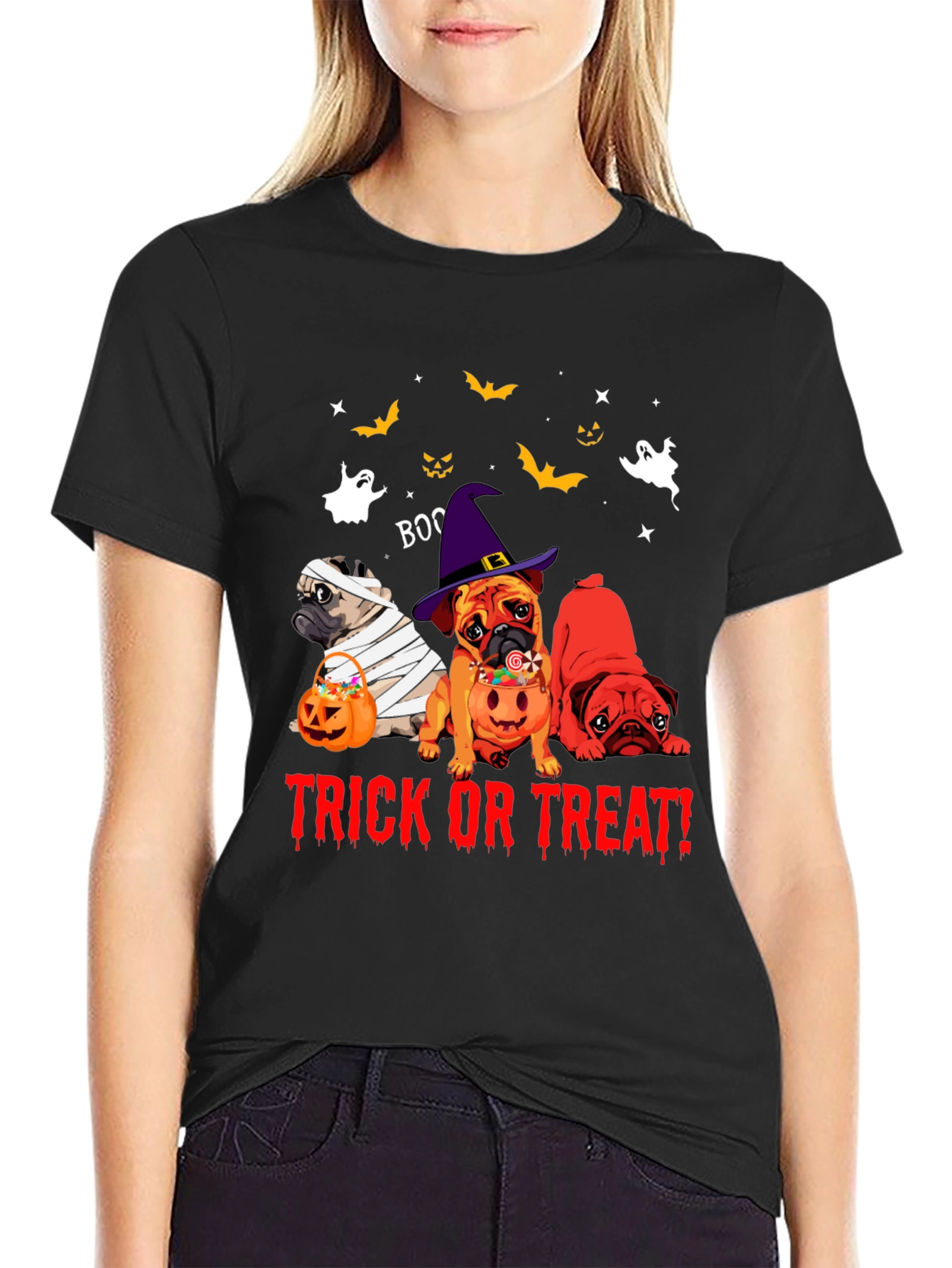 Halloween Pug Trick Or Treat T-Shirt