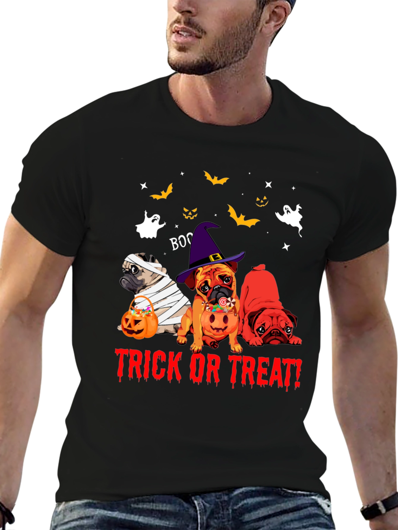 Halloween Pug Trick Or Treat T-Shirt