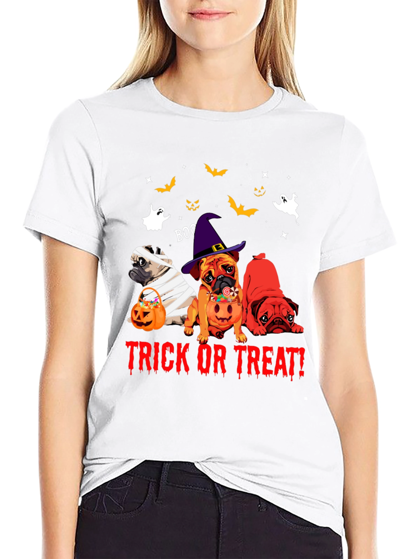 Halloween Pug Trick Or Treat T-Shirt