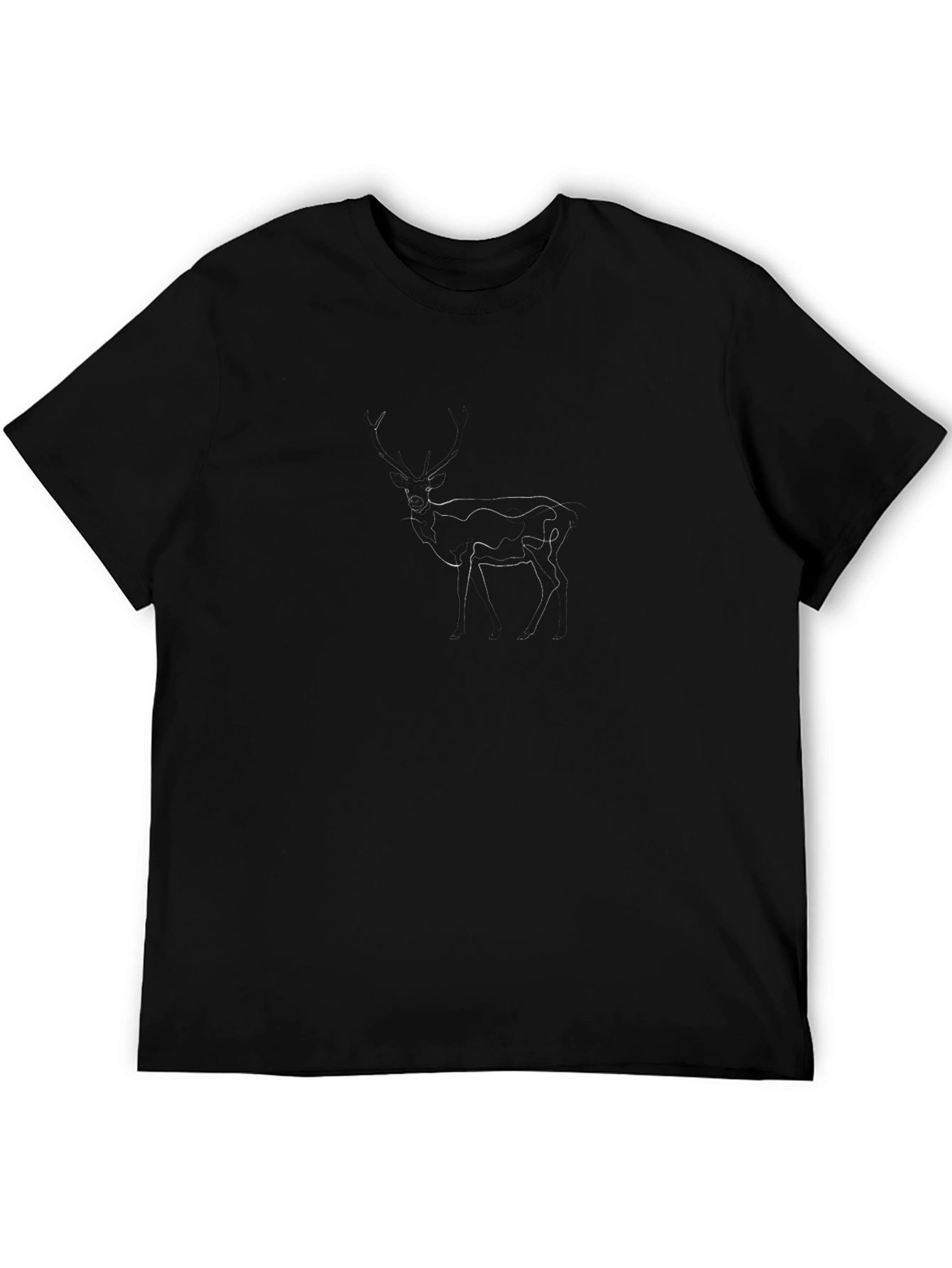Minimalist Deer Outline Black T-Shirt