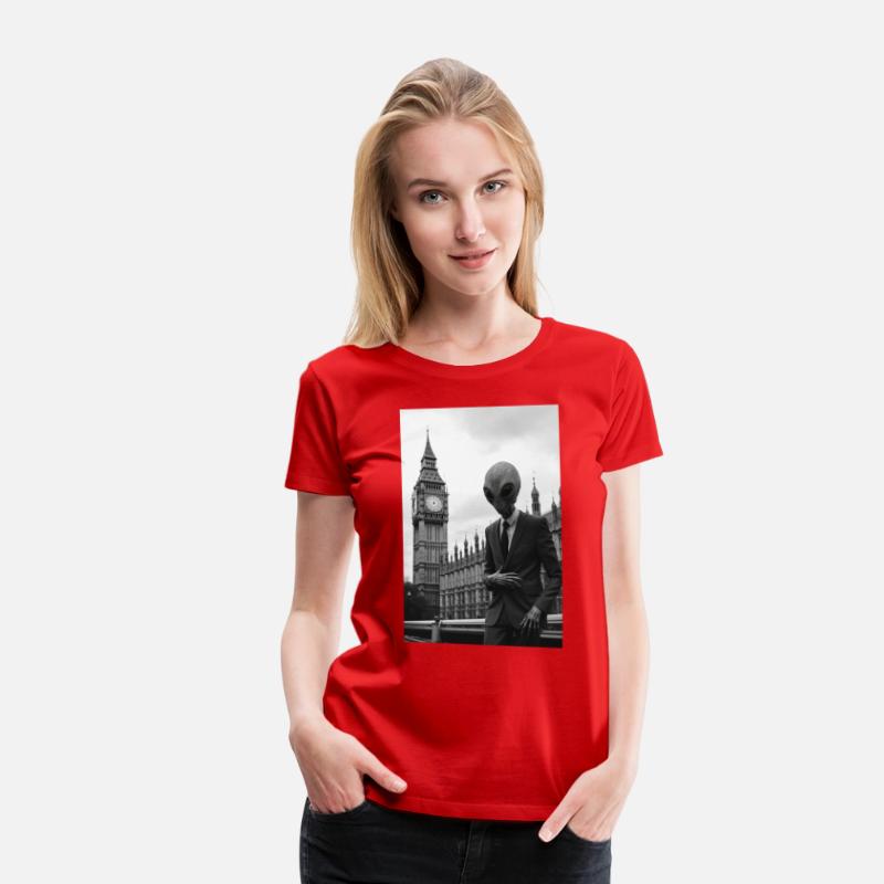 Alien in Suit at London's Parliament - B&W Photo