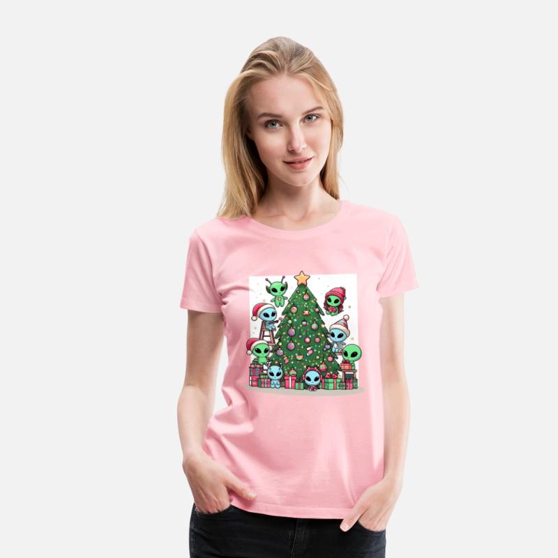 Aliens decorate Christmas tree