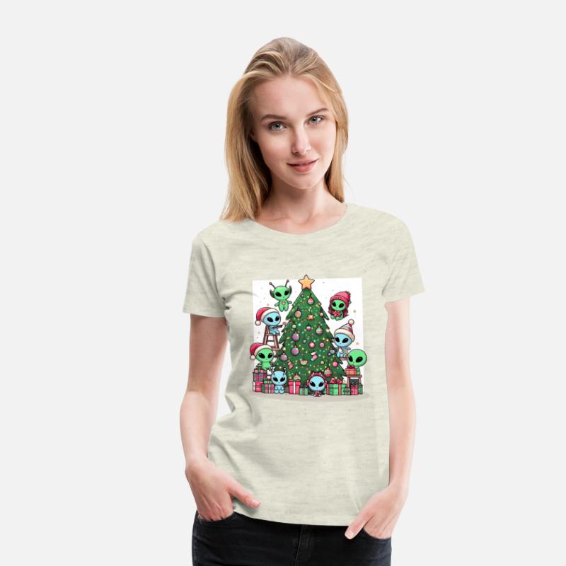 Aliens decorate Christmas tree